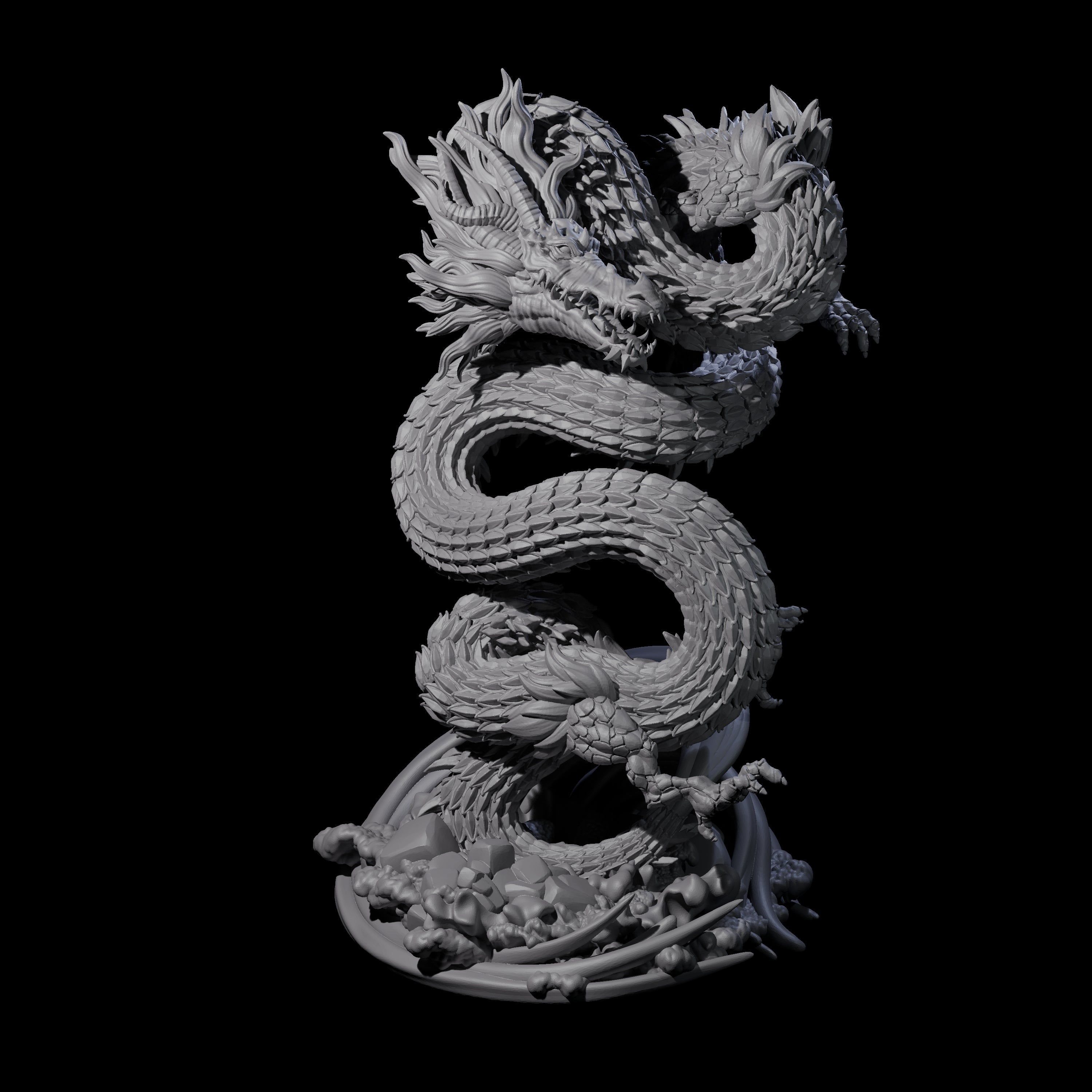 Serpentine Flood Dragon Miniature for Dungeons and Dragons, Pathfinder or other TTRPGs