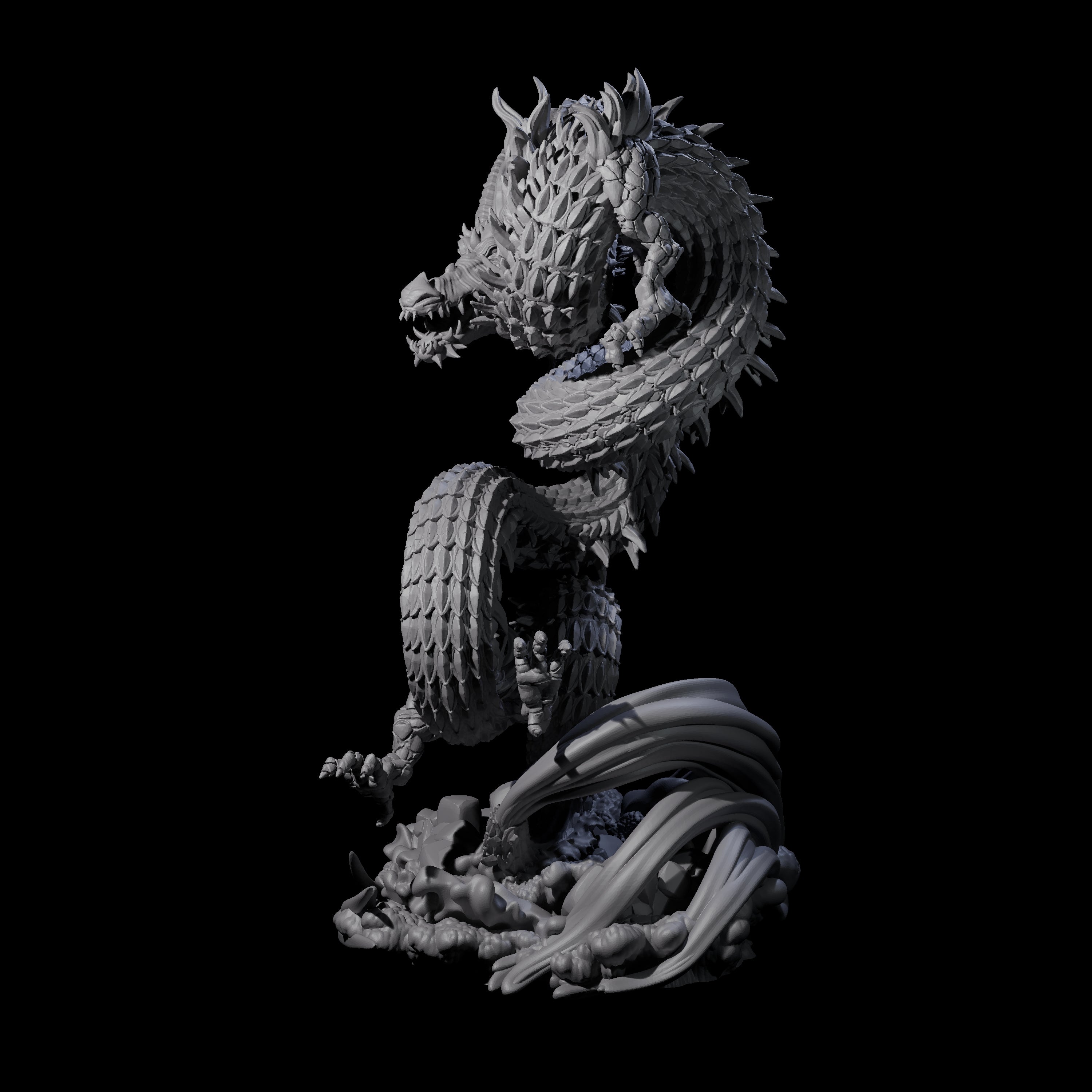 Serpentine Flood Dragon Miniature for Dungeons and Dragons, Pathfinder or other TTRPGs