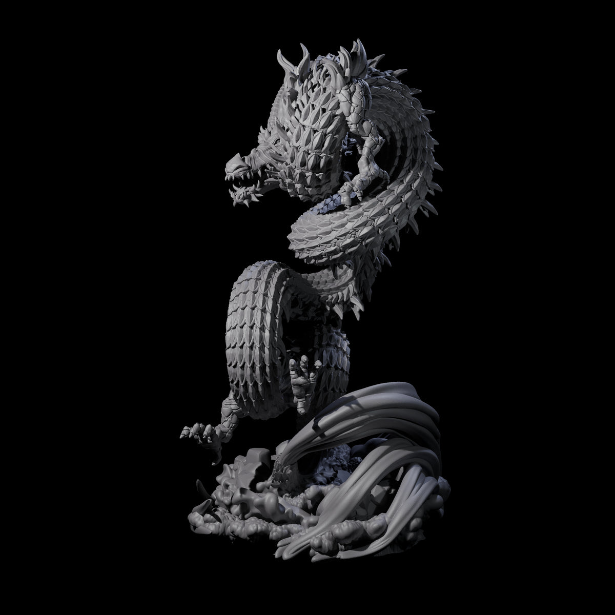 Serpentine Flood Dragon Miniature for Dungeons and Dragons, Pathfinder or other TTRPGs