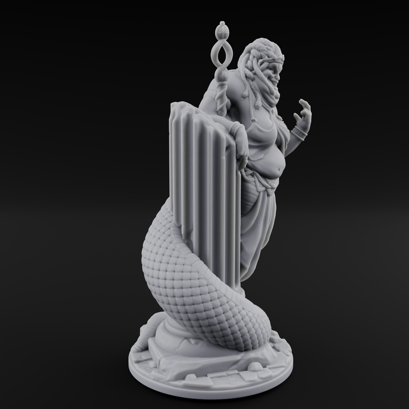 Serpentine Medusa Sorceress Miniature for Dungeons and Dragons, Pathfinder or other TTRPGs