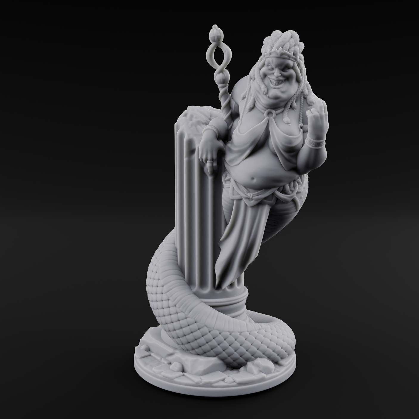 Serpentine Medusa Sorceress Miniature for Dungeons and Dragons, Pathfinder or other TTRPGs
