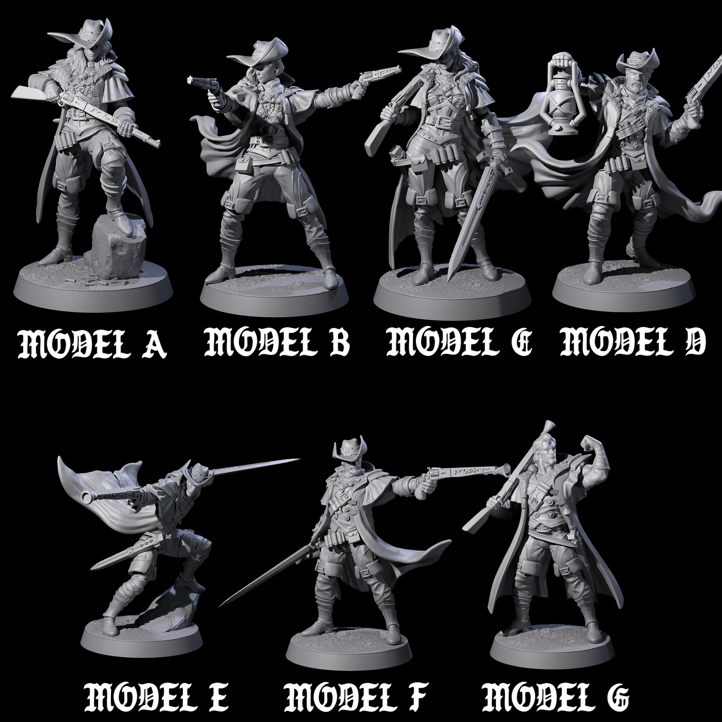 Seven Confident Nightwardens Miniature for Dungeons and Dragons, Pathfinder or other TTRPGs