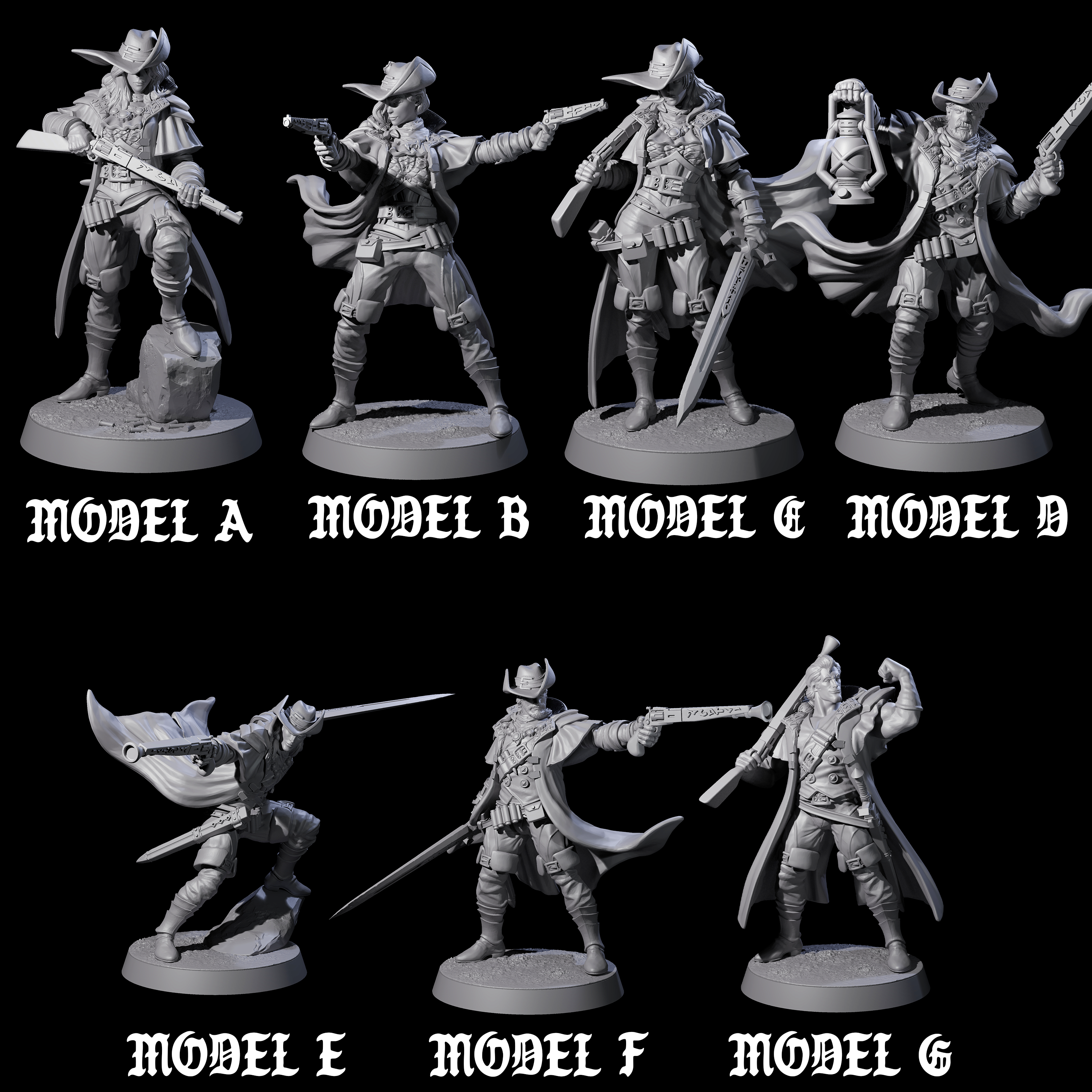 Seven Confident Nightwardens Miniature for Dungeons and Dragons, Pathfinder or other TTRPGs