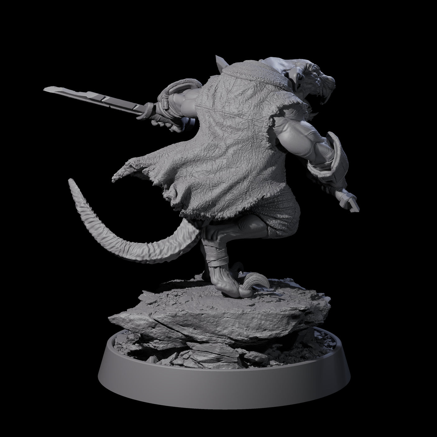 Sewer Dwelling Ratfolk B Miniature for Dungeons and Dragons, Pathfinder or other TTRPGs