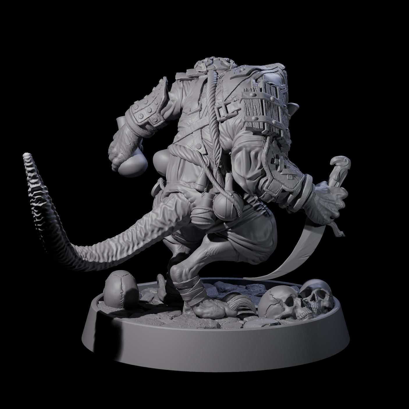 Sewer Dwelling Ratfolk K Miniature for Dungeons and Dragons, Pathfinder or other TTRPGs