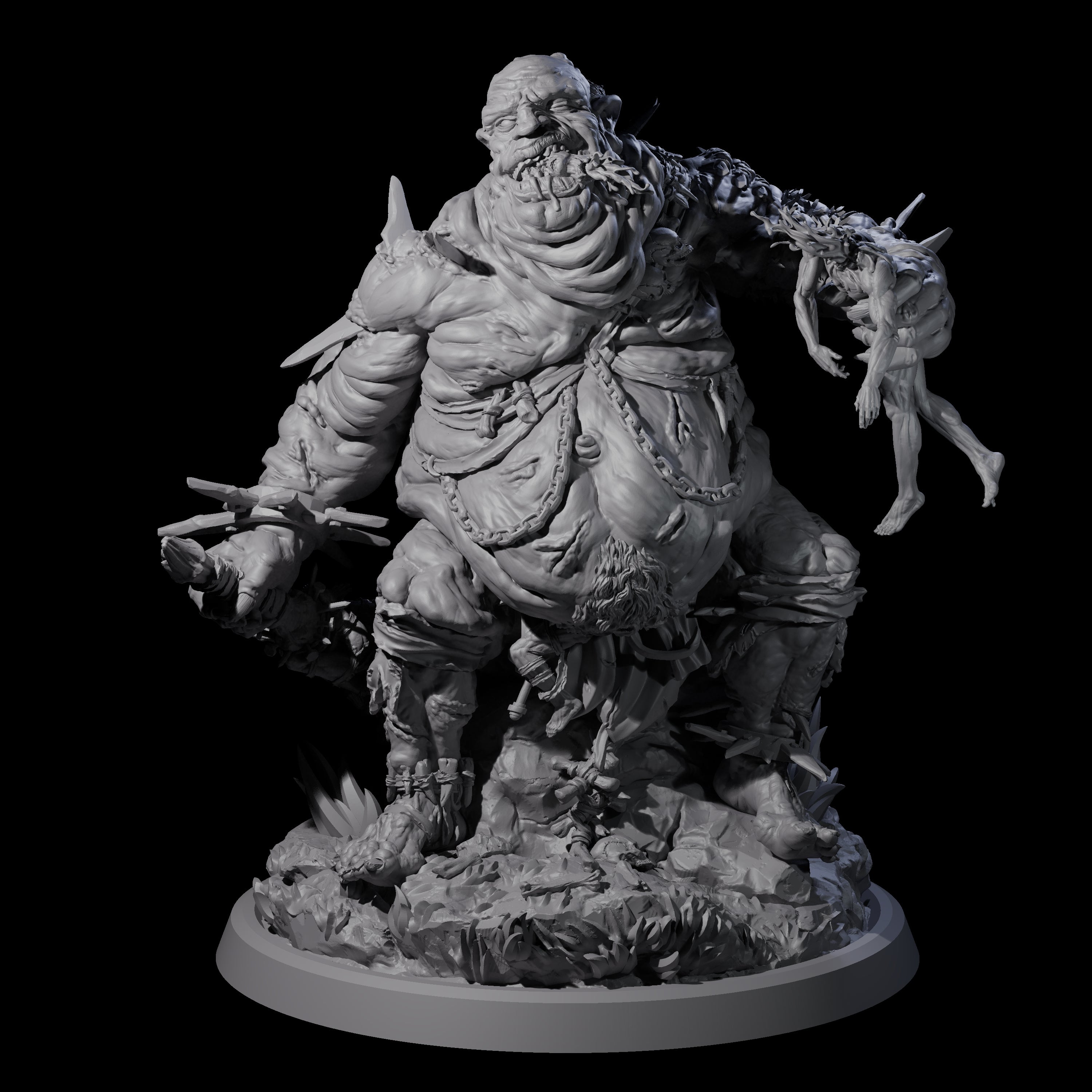 Sewn Together Ogre Basher D Miniature for Dungeons and Dragons, Pathfinder or other TTRPGs