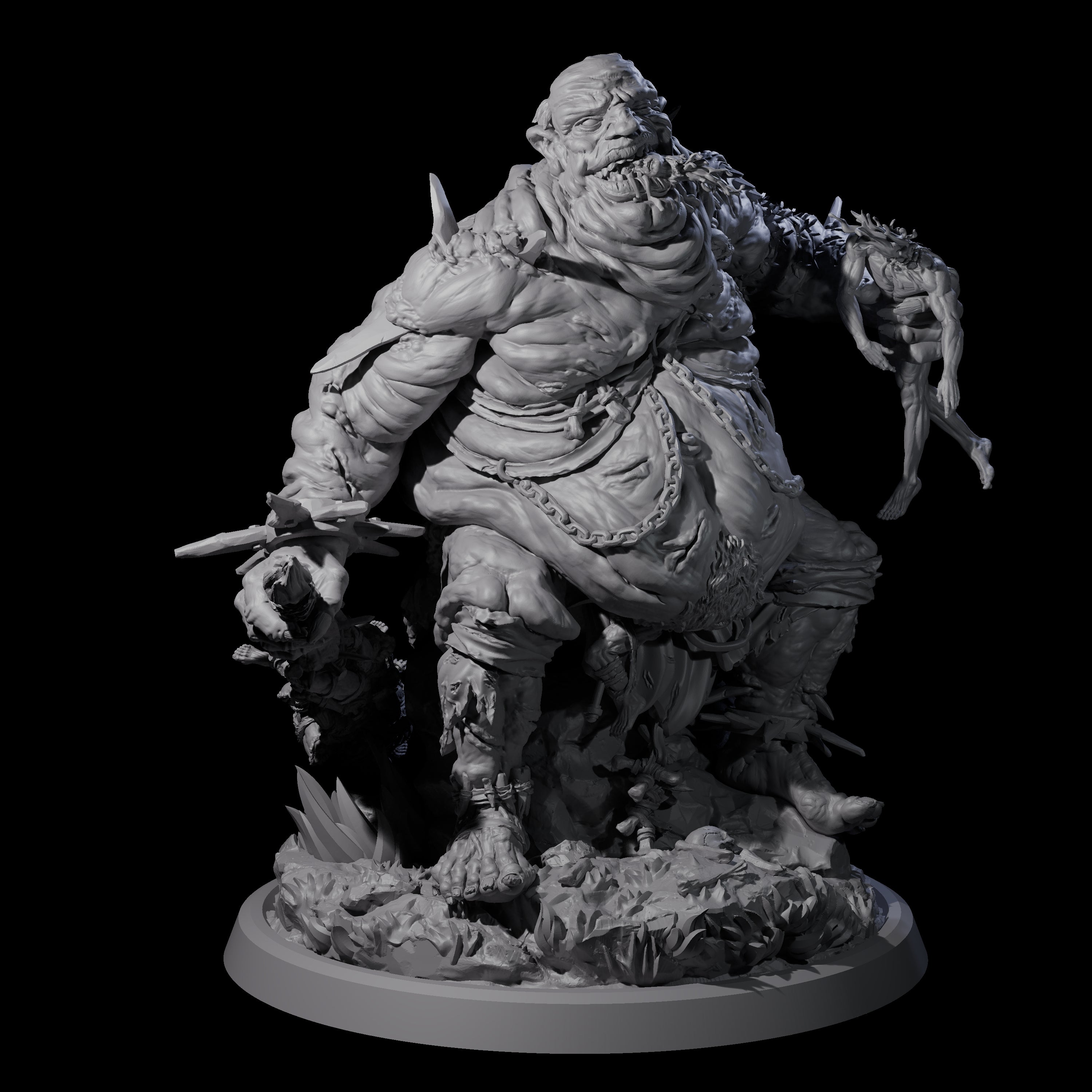 Sewn Together Ogre Basher D Miniature for Dungeons and Dragons, Pathfinder or other TTRPGs
