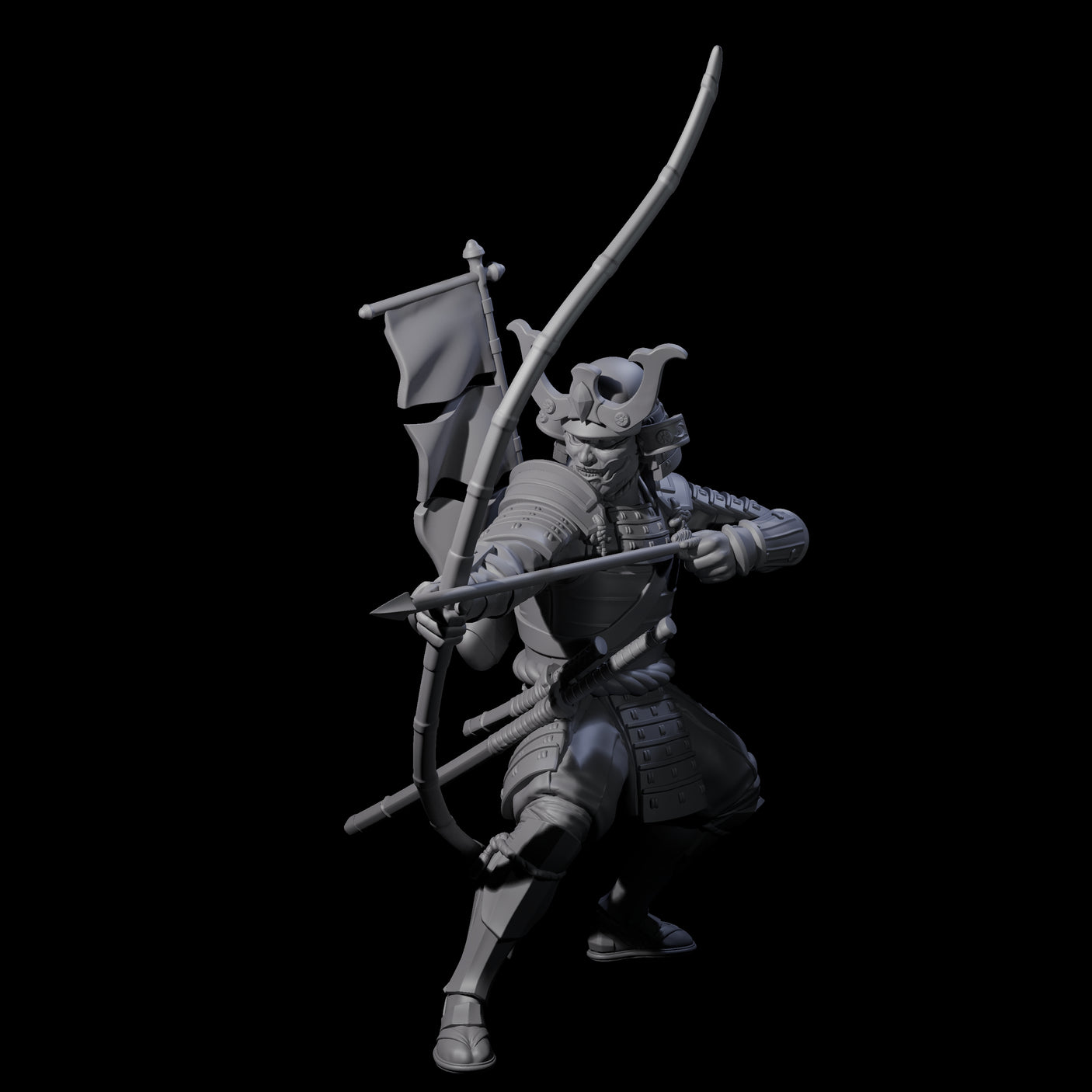 Shooting Samuari Miniature for Dungeons and Dragons, Pathfinder or other TTRPGs