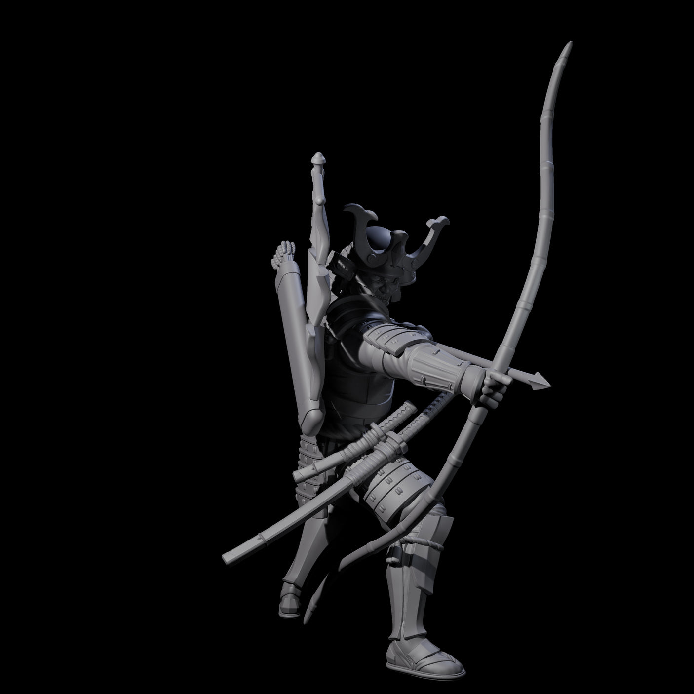 Shooting Samuari Miniature for Dungeons and Dragons, Pathfinder or other TTRPGs