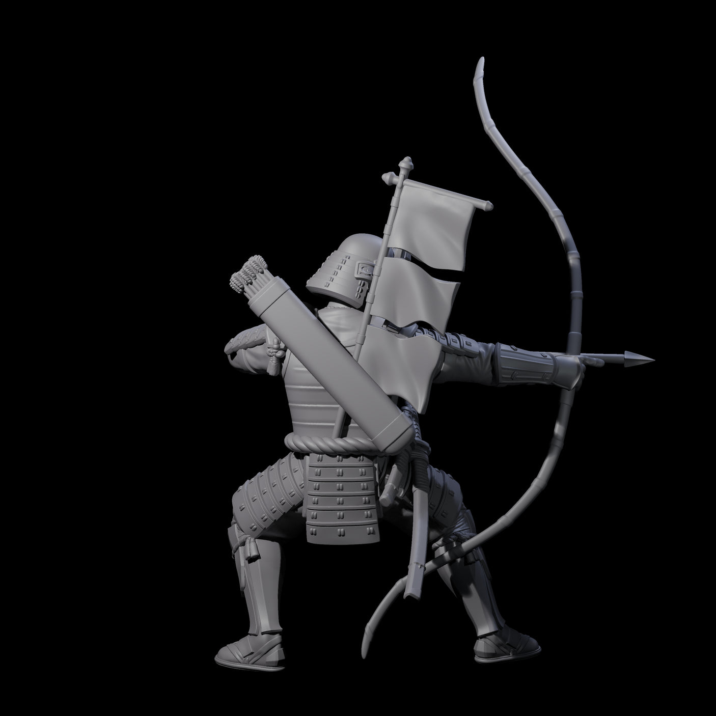 Shooting Samuari Miniature for Dungeons and Dragons, Pathfinder or other TTRPGs