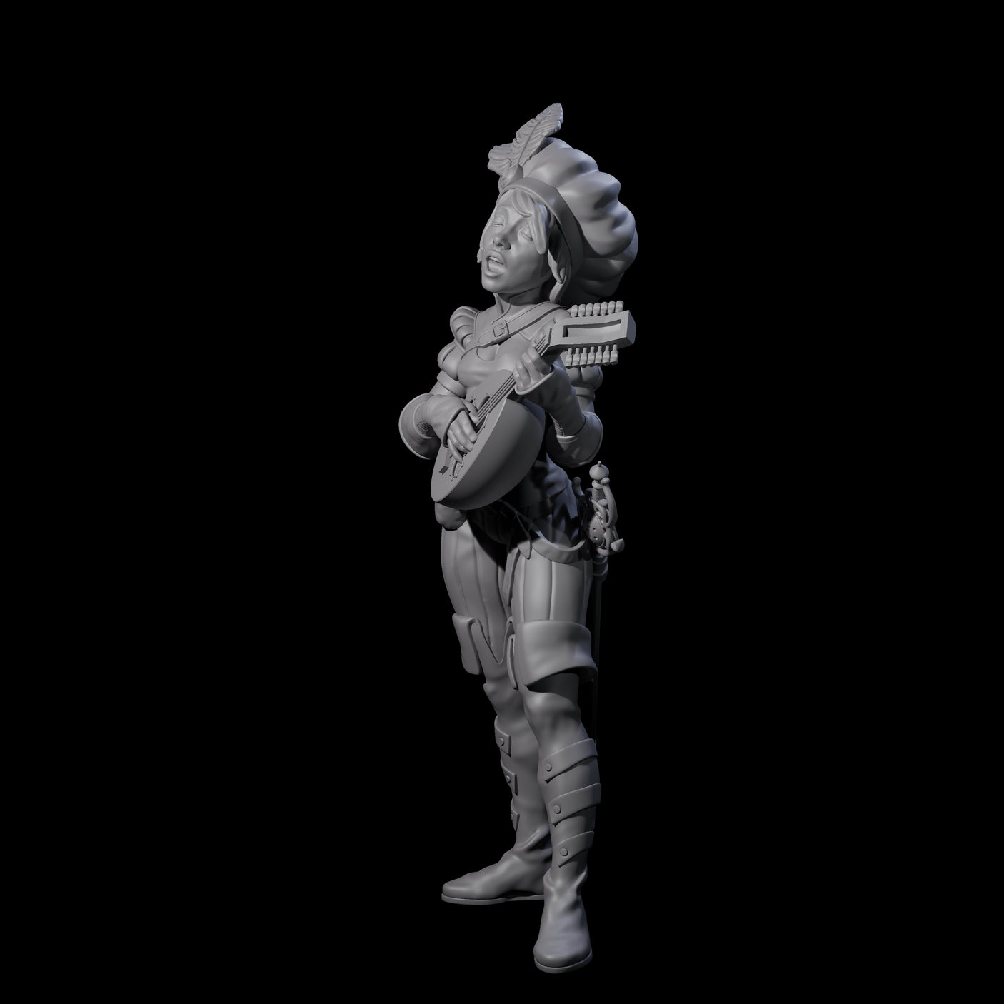 Singing and Strumming Bard Miniature for Dungeons and Dragons, Pathfinder or other TTRPGs