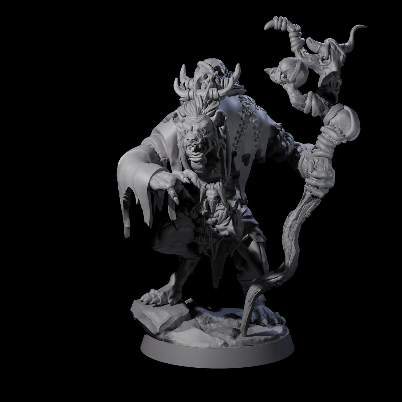 Sinister Gnoll Ruincaller Miniature for Dungeons and Dragons, Pathfinder or other TTRPGs