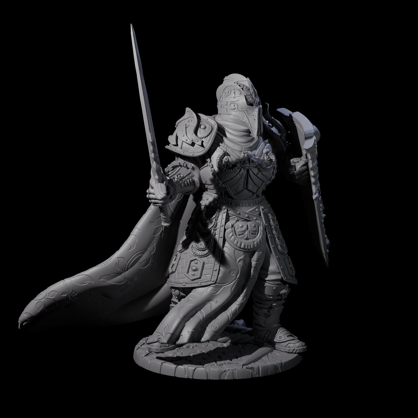 Sir Percival - Sword and Board Fighter Miniature for Dungeons and Dragons, Pathfinder or other TTRPGs