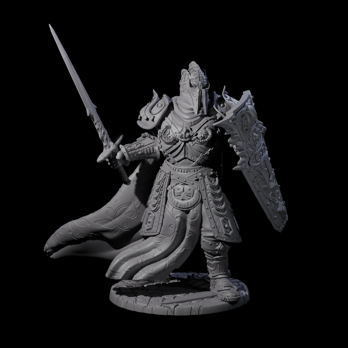 Sir Percival - Sword and Board Fighter Miniature for Dungeons and Dragons, Pathfinder or other TTRPGs