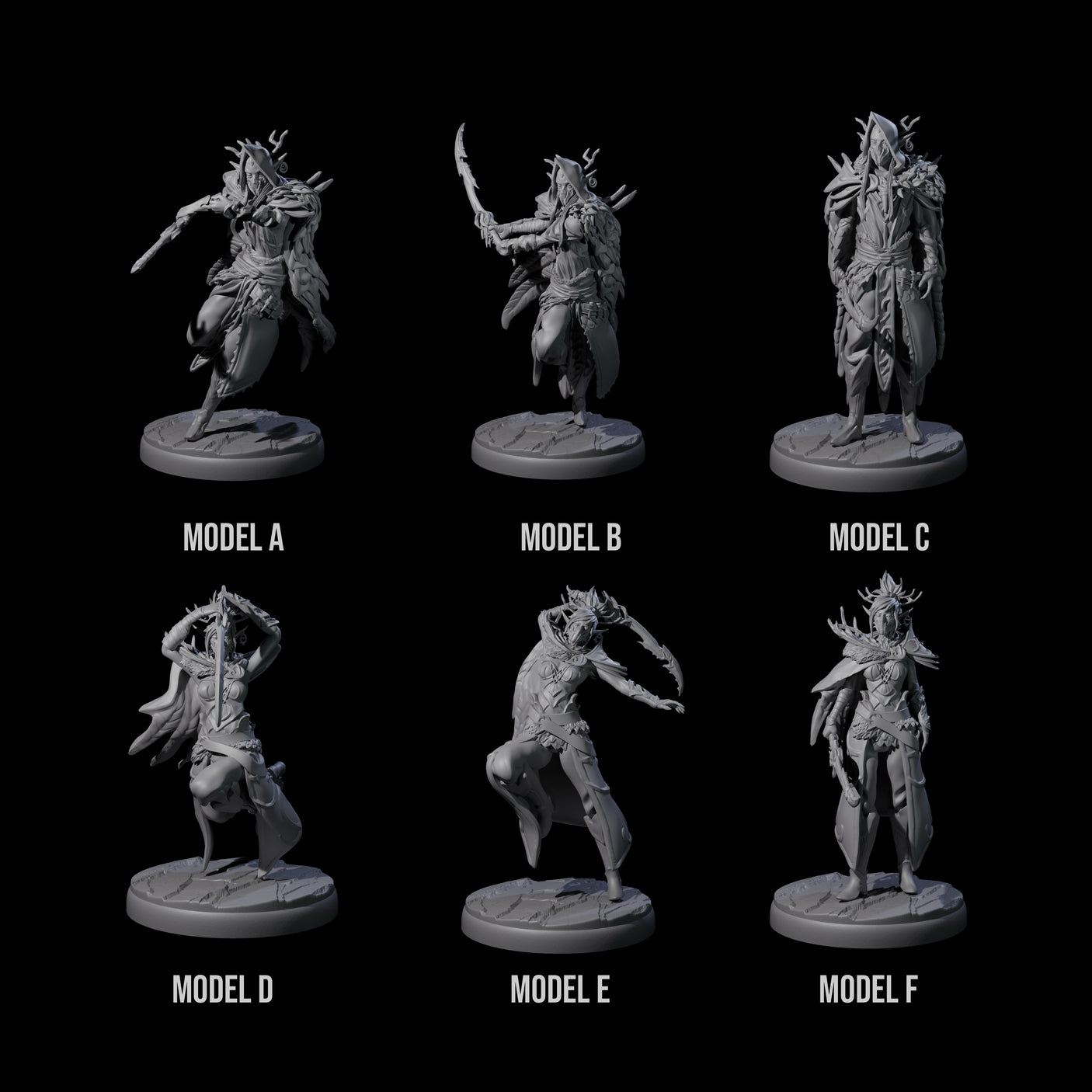 Six Cloaked Dark Elf Assassins Miniature for Dungeons and Dragons, Pathfinder or other TTRPGs