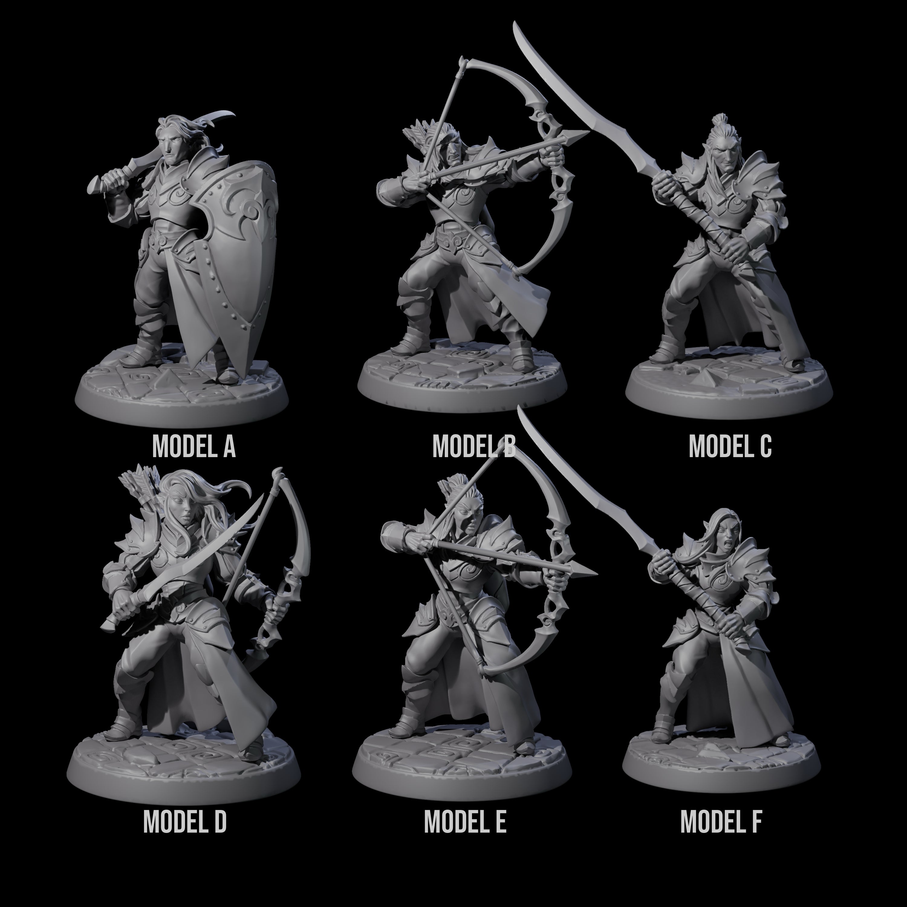 Six Cunning Drow Miniature for Dungeons and Dragons, Pathfinder or other TTRPGs