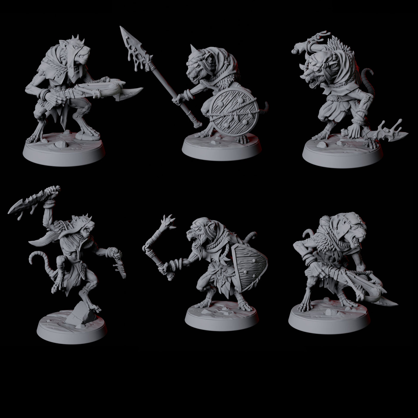 Six Cunning Ratfolk Soldiers Miniature for Dungeons and Dragons, Pathfinder or other TTRPGs