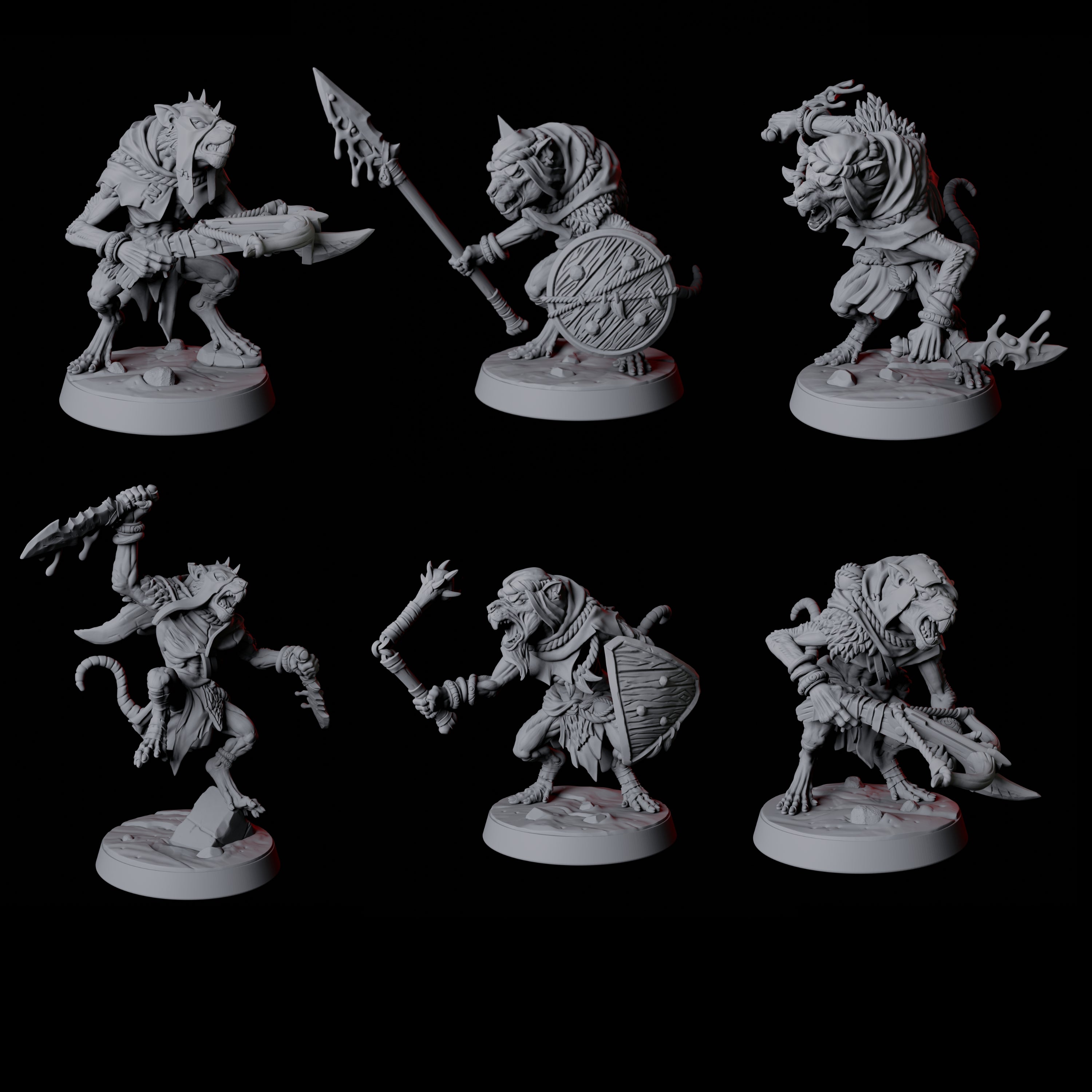Six Cunning Ratfolk Soldiers Miniature for Dungeons and Dragons, Pathfinder or other TTRPGs
