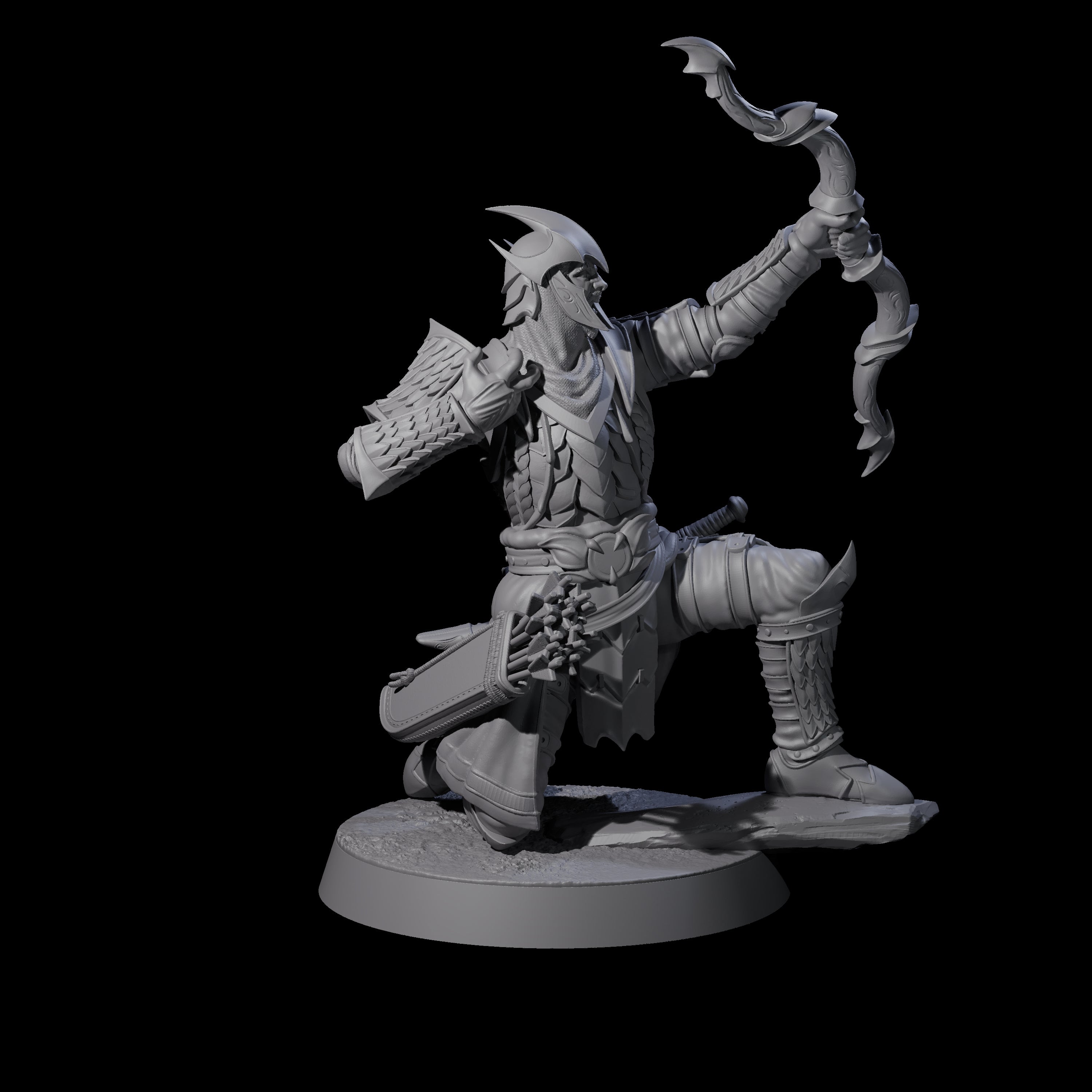 Six Dragon Archers Miniature for Dungeons and Dragons, Pathfinder or other TTRPGs