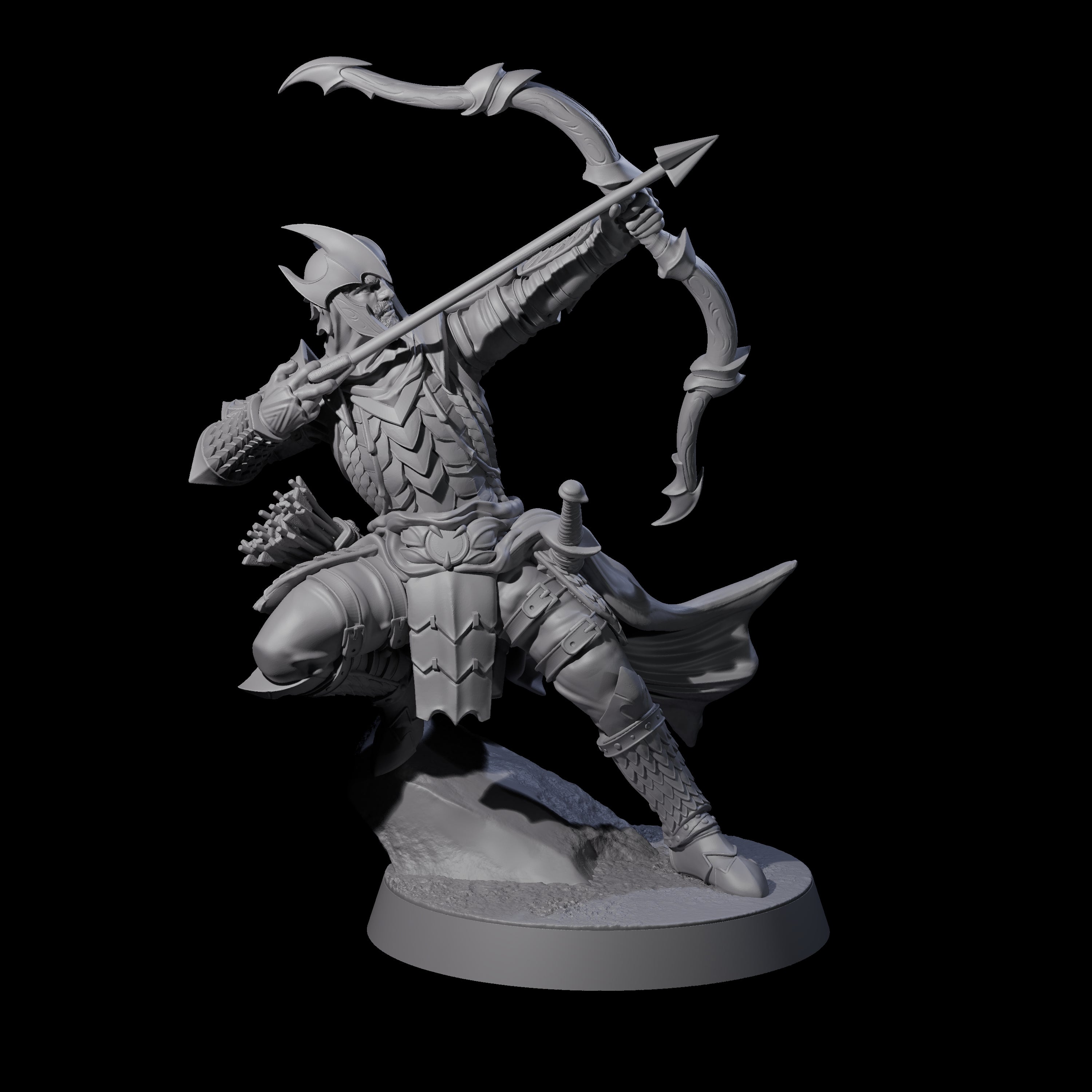 Six Dragon Archers Miniature for Dungeons and Dragons, Pathfinder or other TTRPGs