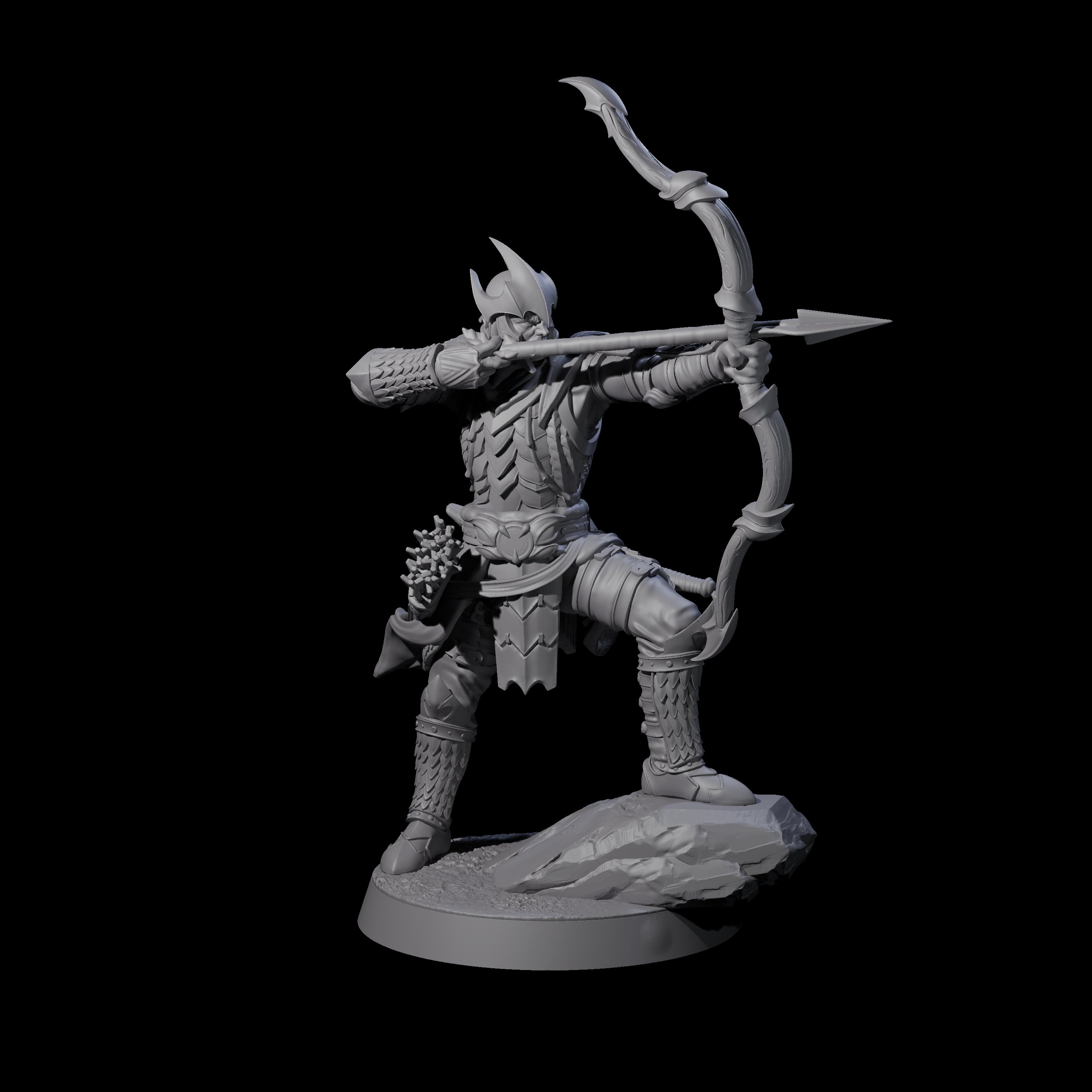 Six Dragon Archers Miniature for Dungeons and Dragons, Pathfinder or other TTRPGs