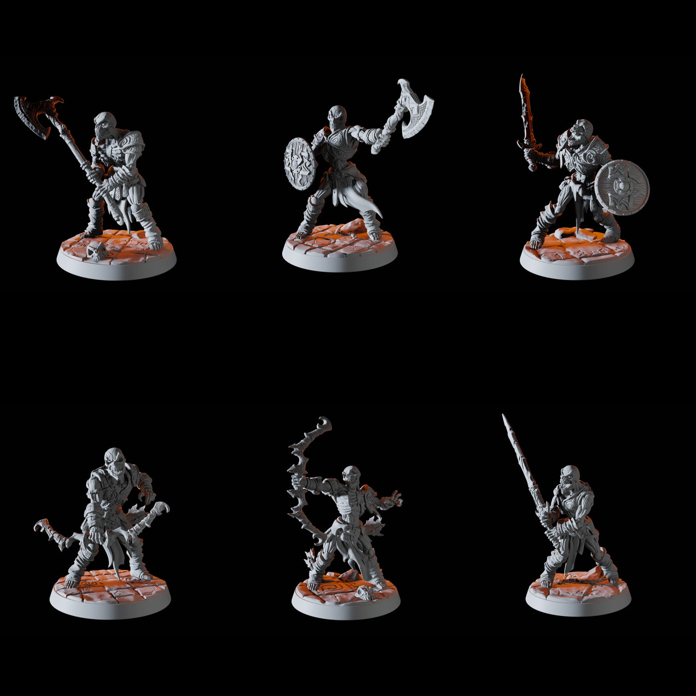 Six Draugr Soldiers Miniature for Dungeons and Dragons, Pathfinder or other TTRPGs