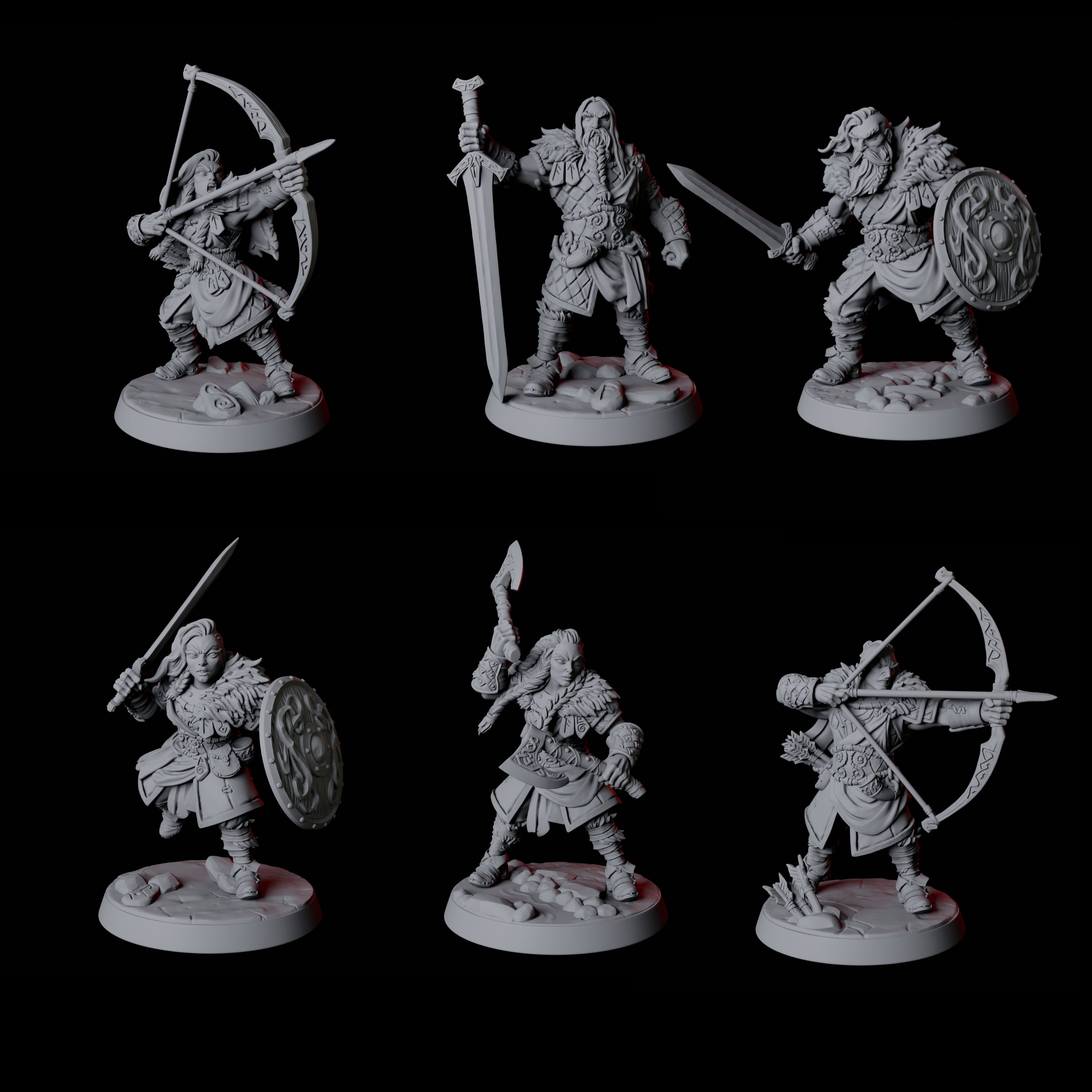Six Fierce Northmen Berserkers Miniature for Dungeons and Dragons, Pathfinder or other TTRPGs