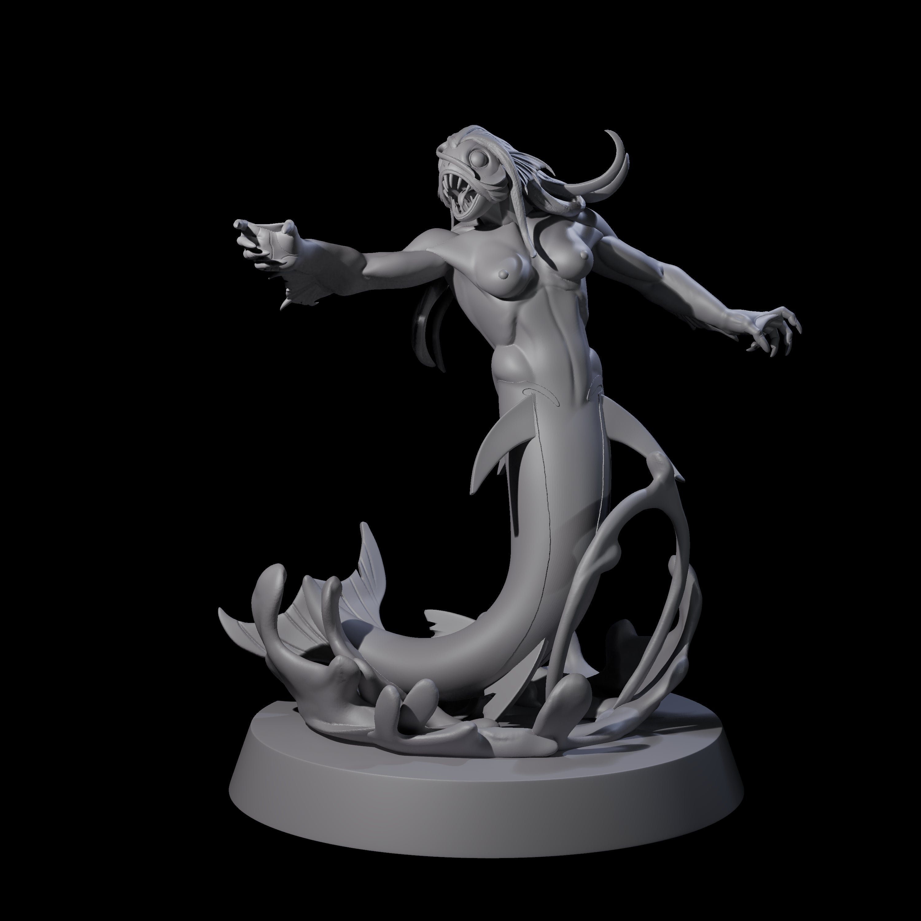 Six Fishy Deep Ones Miniature for Dungeons and Dragons, Pathfinder or other TTRPGs