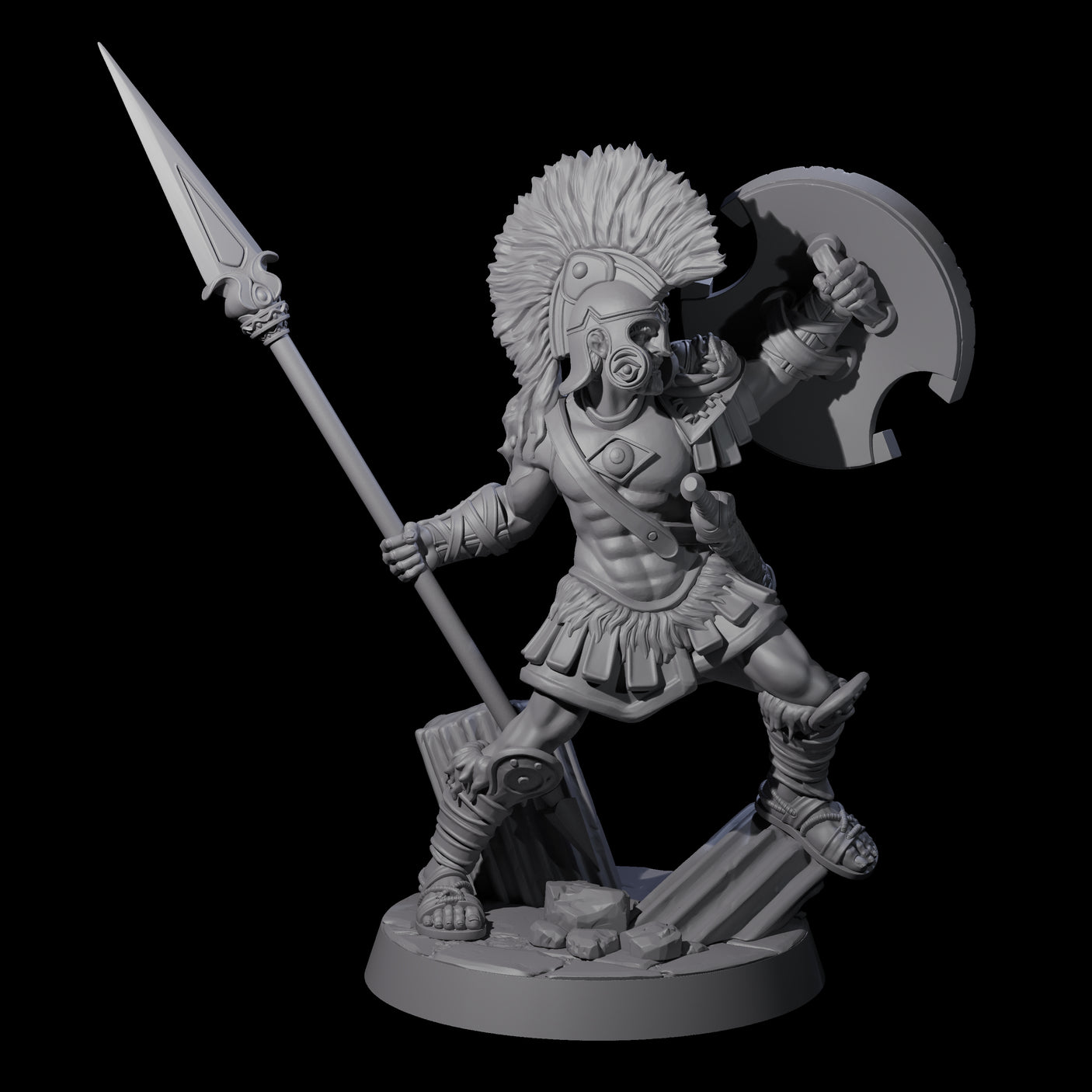 Six Greek Inspired Spear Hoplites Miniature for Dungeons and Dragons, Pathfinder or other TTRPGs