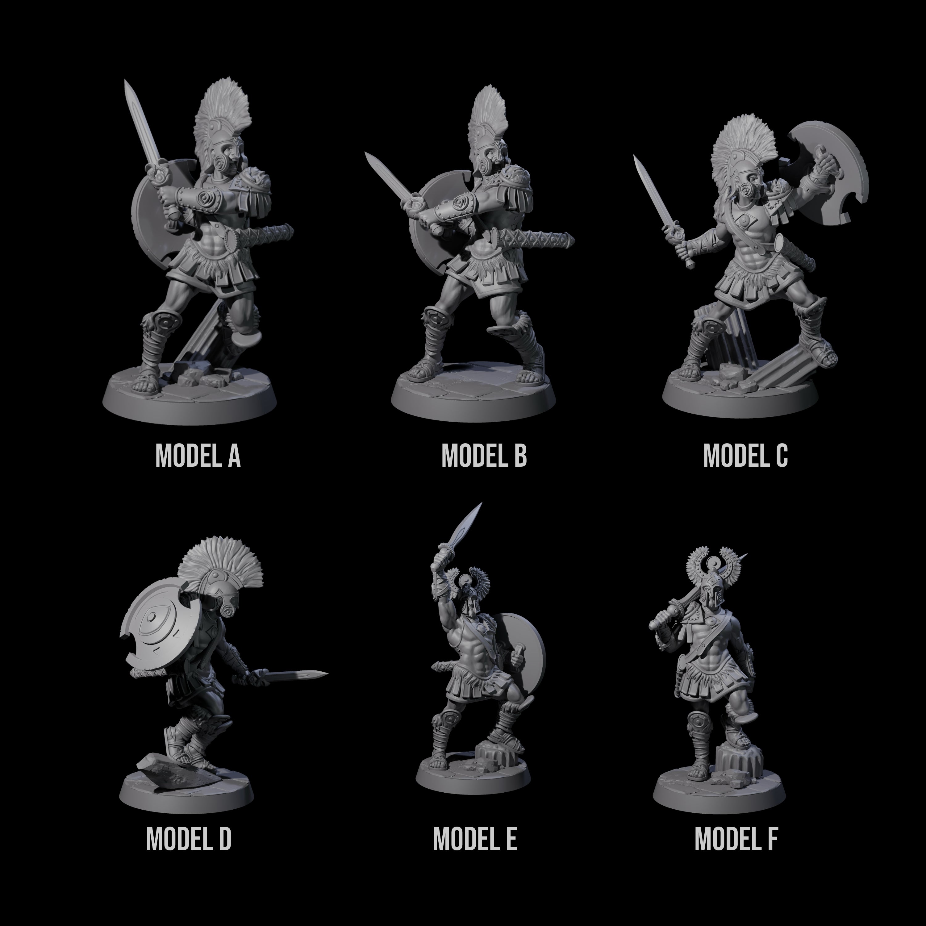 Six Greek Inspired Sword Hoplites Miniature for Dungeons and Dragons, Pathfinder or other TTRPGs