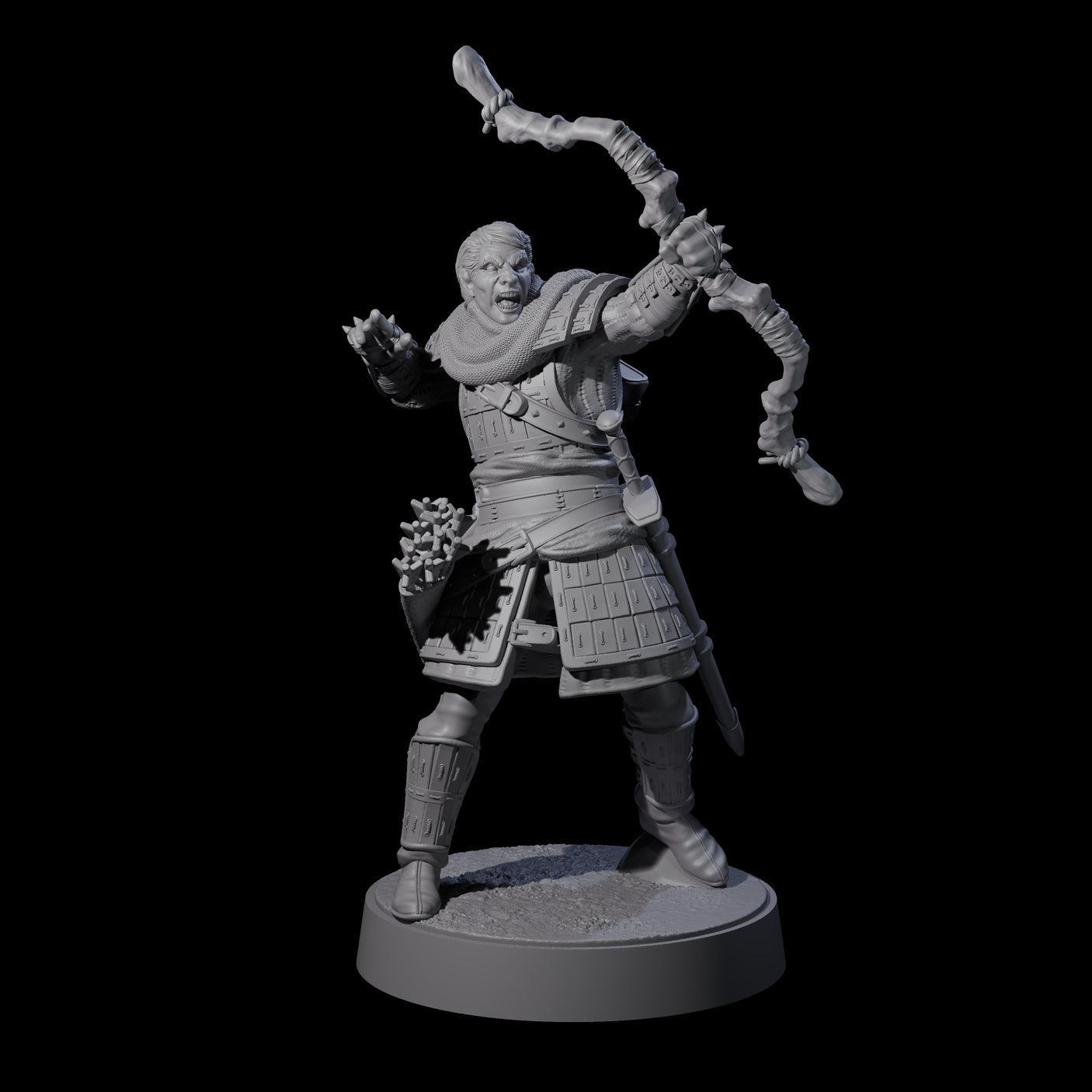 Six Grizzled Archers Miniature for Dungeons and Dragons, Pathfinder or other TTRPGs