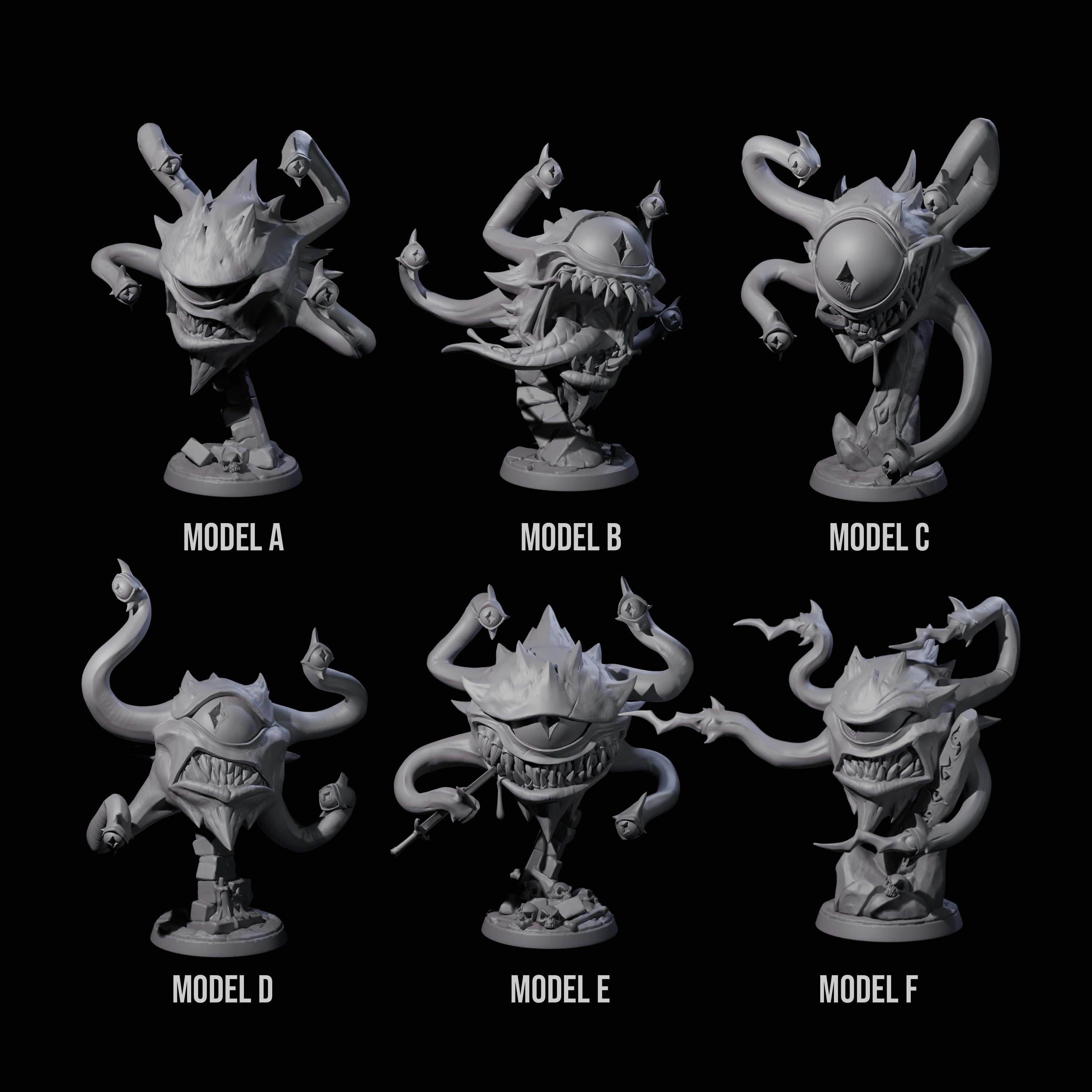 Six Insane Spectators Miniature for Dungeons and Dragons, Pathfinder or other TTRPGs