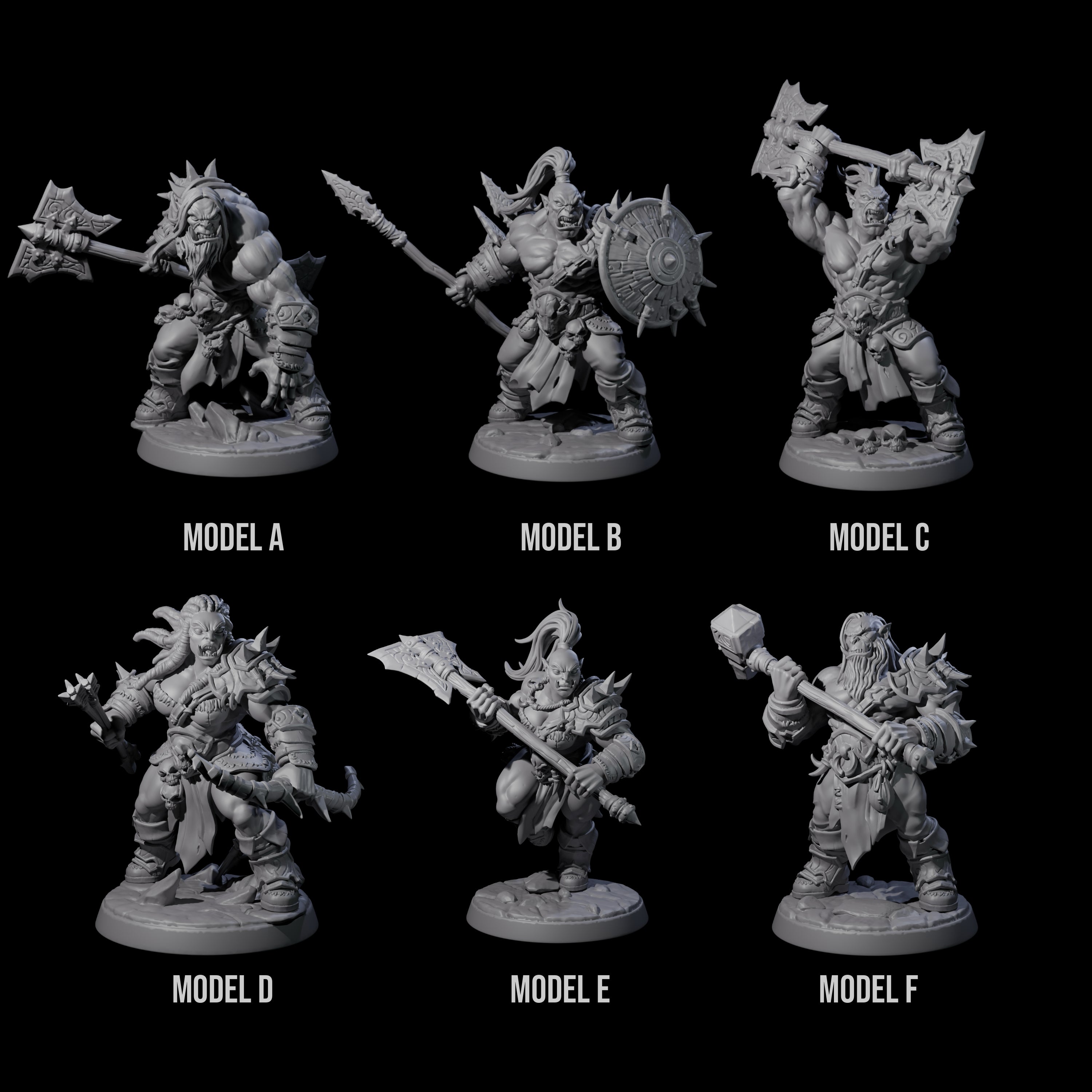 Six Marauding Orc Raiders Miniature for Dungeons and Dragons, Pathfinder or other TTRPGs