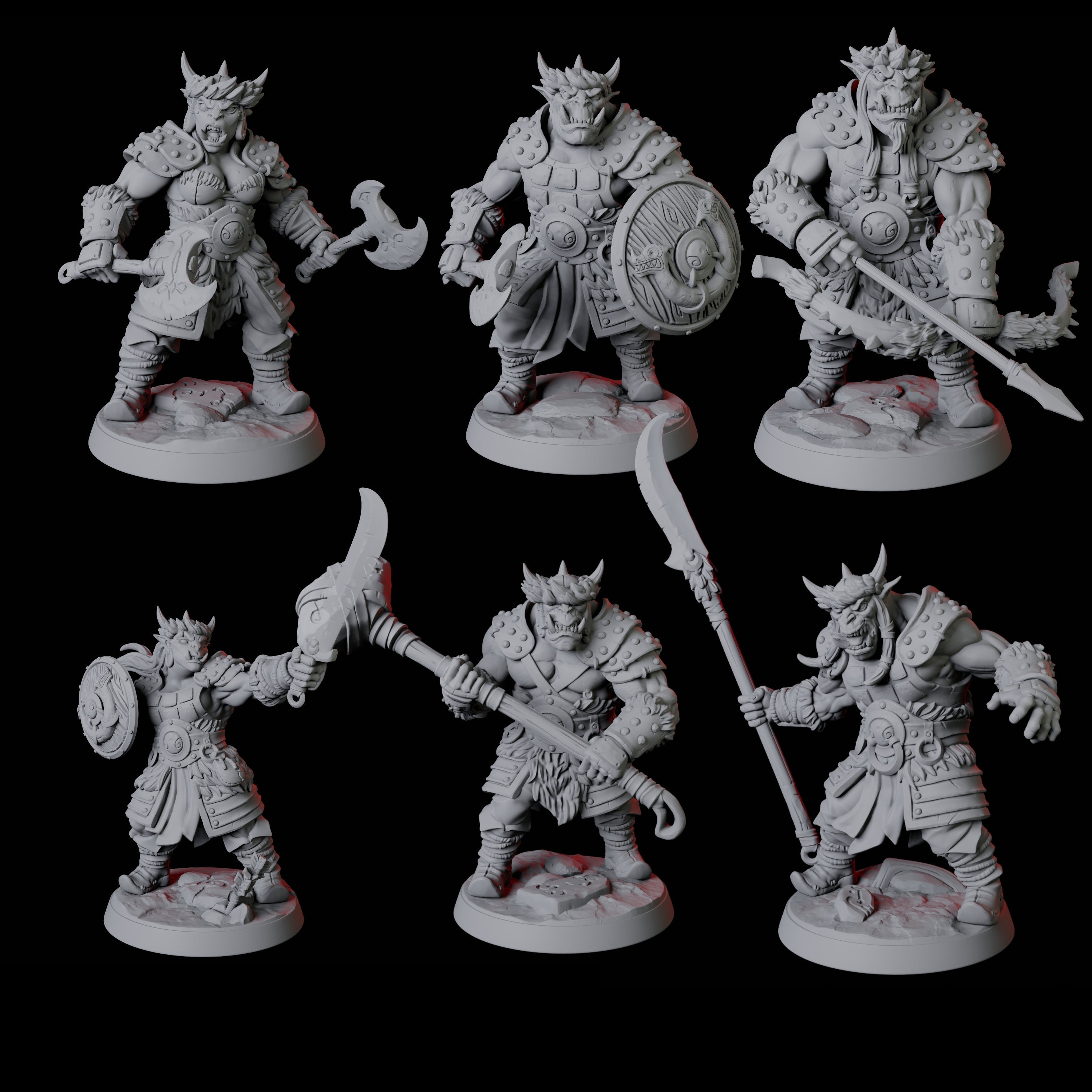 Six Mountain Orc Warriors Miniature for Dungeons and Dragons, Pathfinder or other TTRPGs