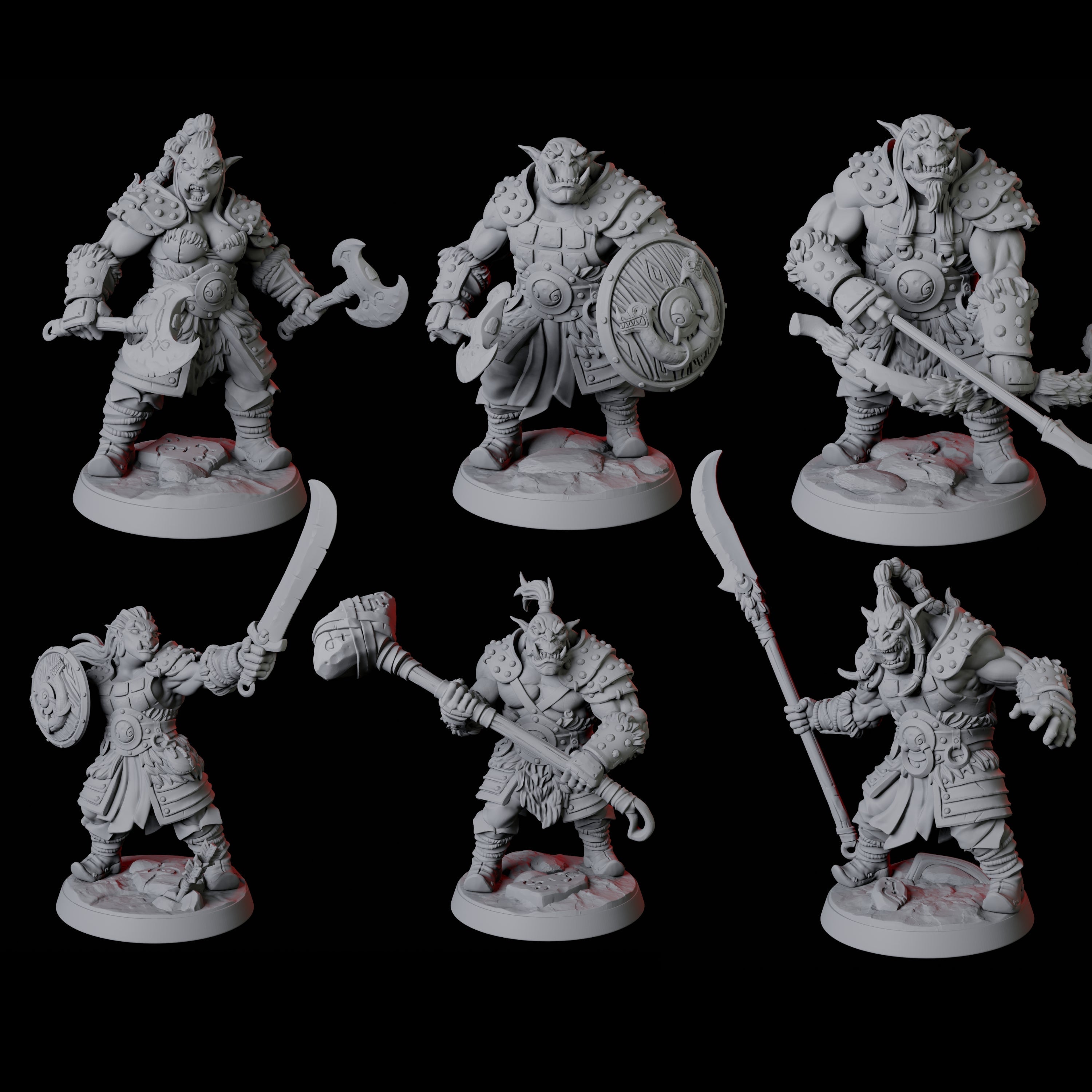 Six Mountain Orc Warriors Miniature for Dungeons and Dragons, Pathfinder or other TTRPGs