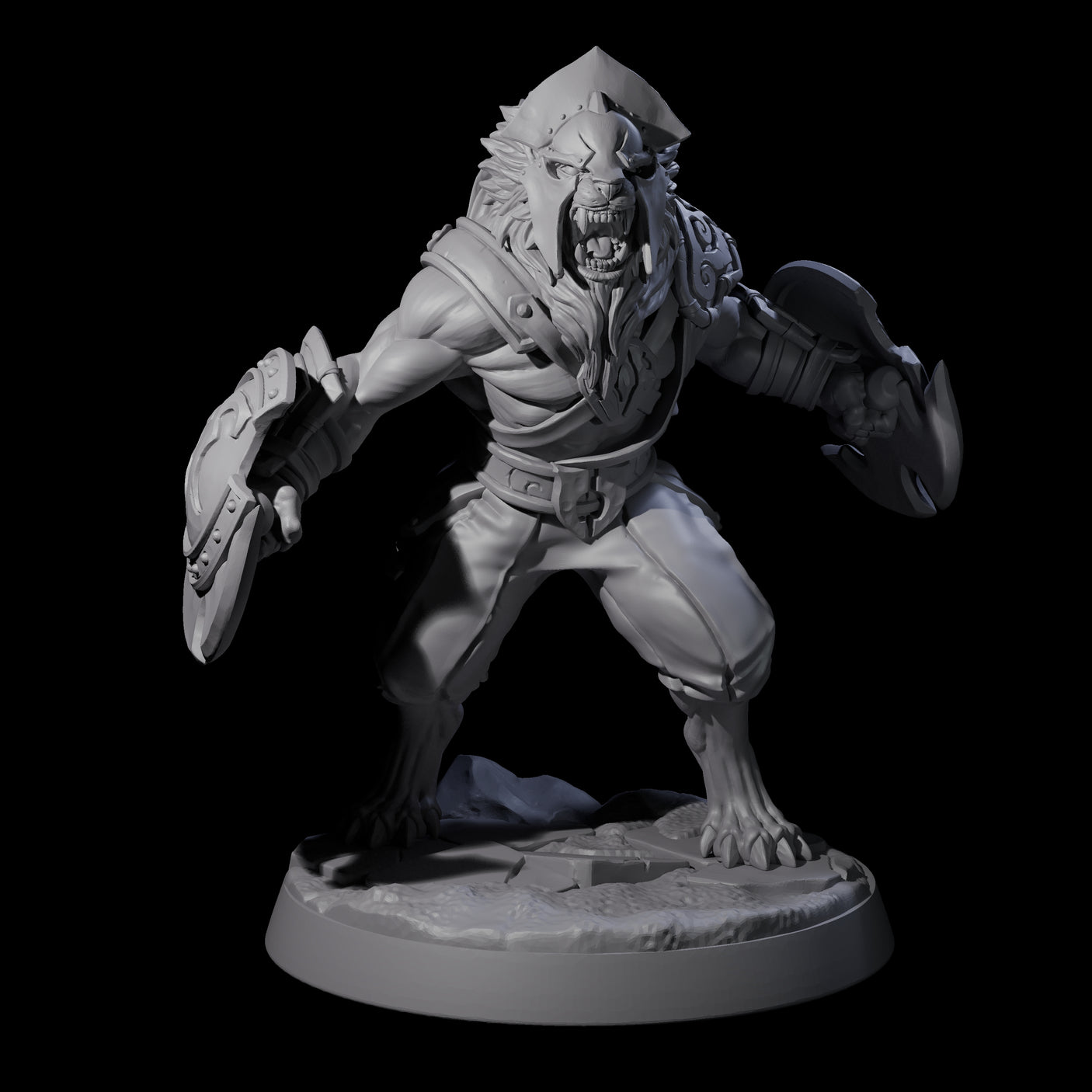 Six Muscular Leonin Warriors Miniature for Dungeons and Dragons, Pathfinder or other TTRPGs