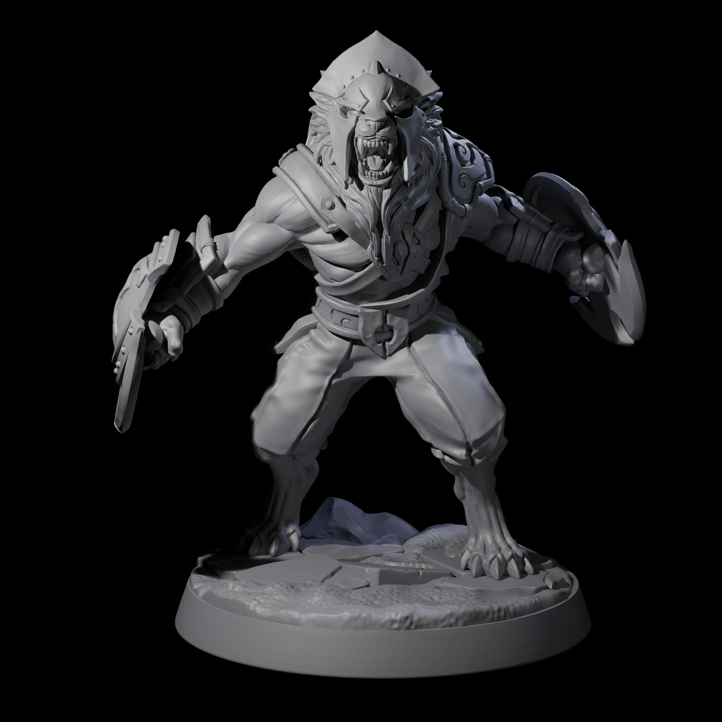 Six Muscular Leonin Warriors Miniature for Dungeons and Dragons, Pathfinder or other TTRPGs