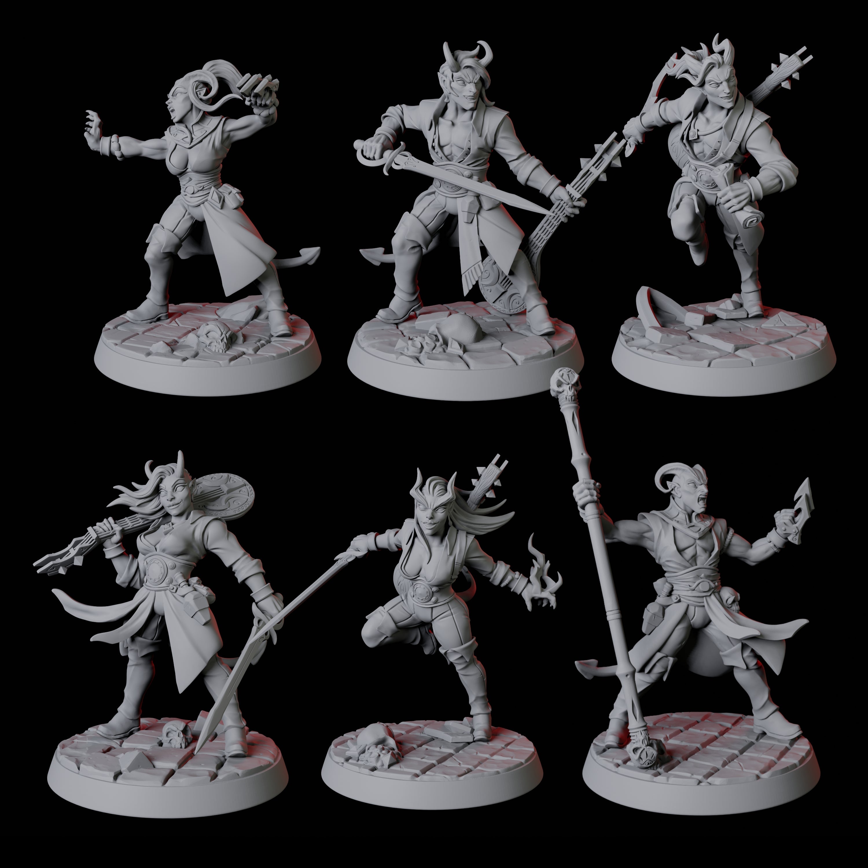 Six Tiefling Tricksters Miniature for Dungeons and Dragons, Pathfinder or other TTRPGs
