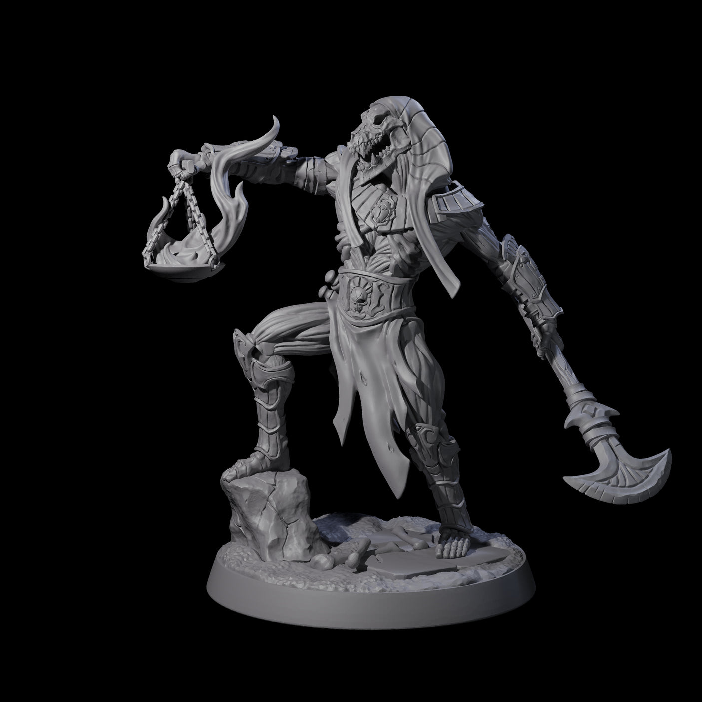 Skeletal Anbuis Priest Miniature for Dungeons and Dragons, Pathfinder or other TTRPGs