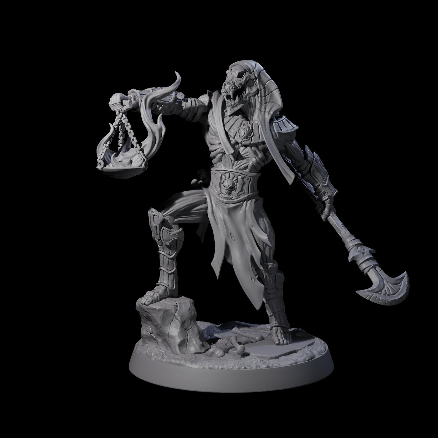 Skeletal Anbuis Priest Miniature for Dungeons and Dragons, Pathfinder or other TTRPGs