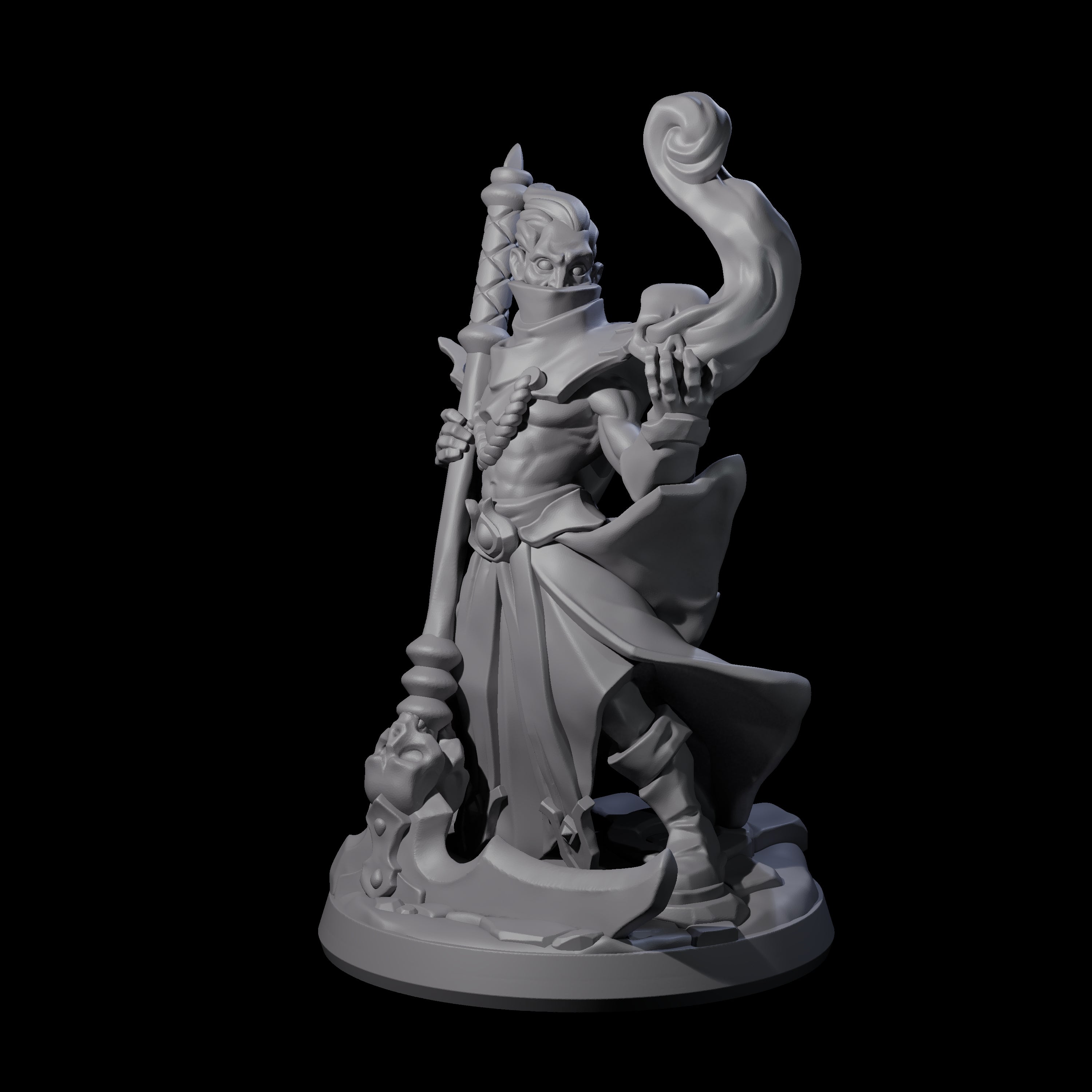 Skull Wielding Necromancer Miniature for Dungeons and Dragons, Pathfinder or other TTRPGs