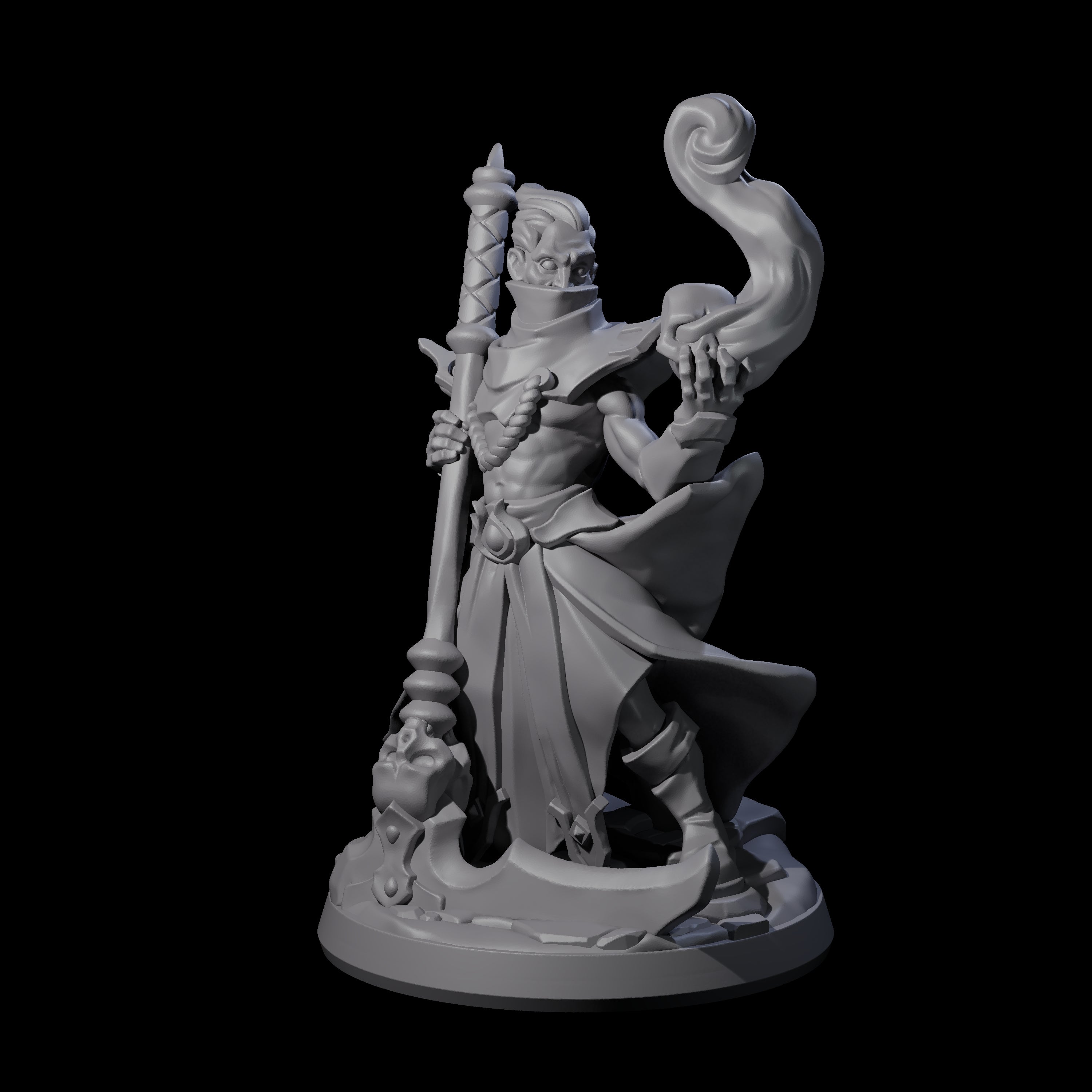 Skull Wielding Necromancer Miniature for Dungeons and Dragons, Pathfinder or other TTRPGs