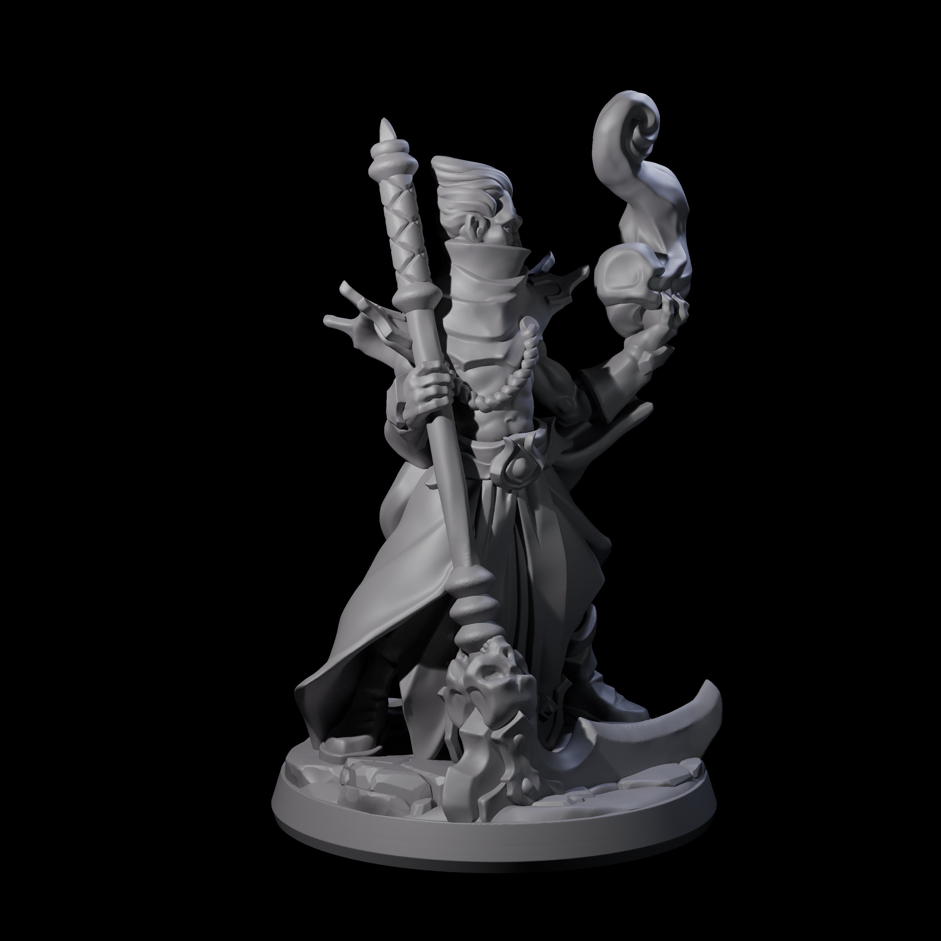 Skull Wielding Necromancer Miniature for Dungeons and Dragons, Pathfinder or other TTRPGs