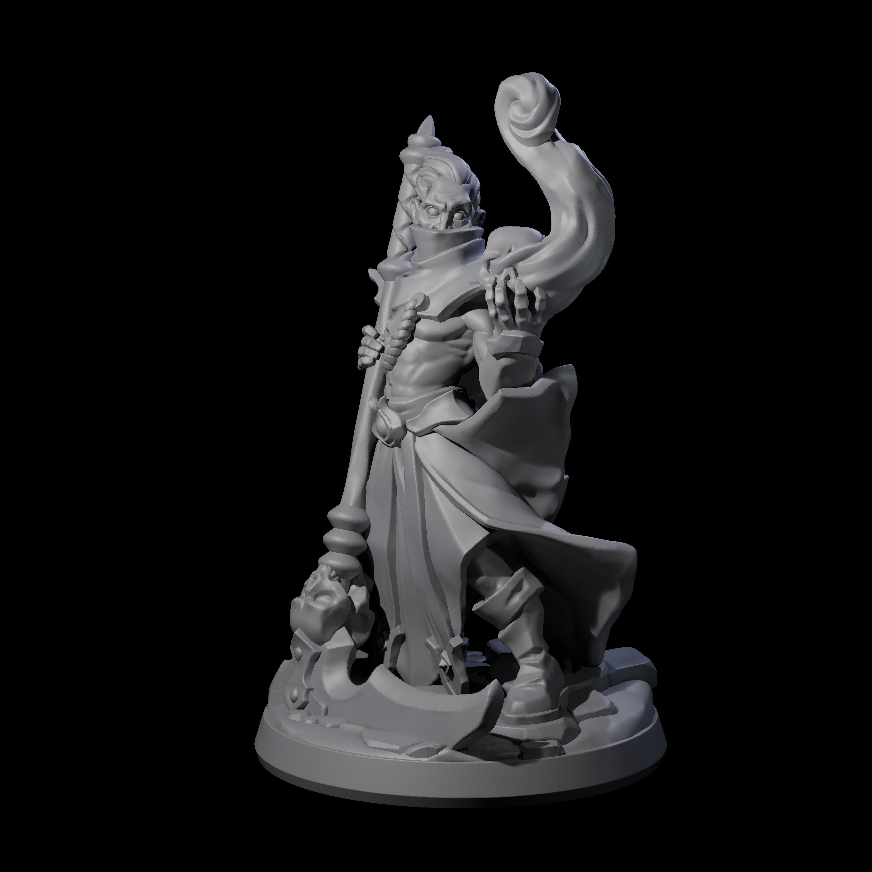 Skull Wielding Necromancer Miniature for Dungeons and Dragons, Pathfinder or other TTRPGs