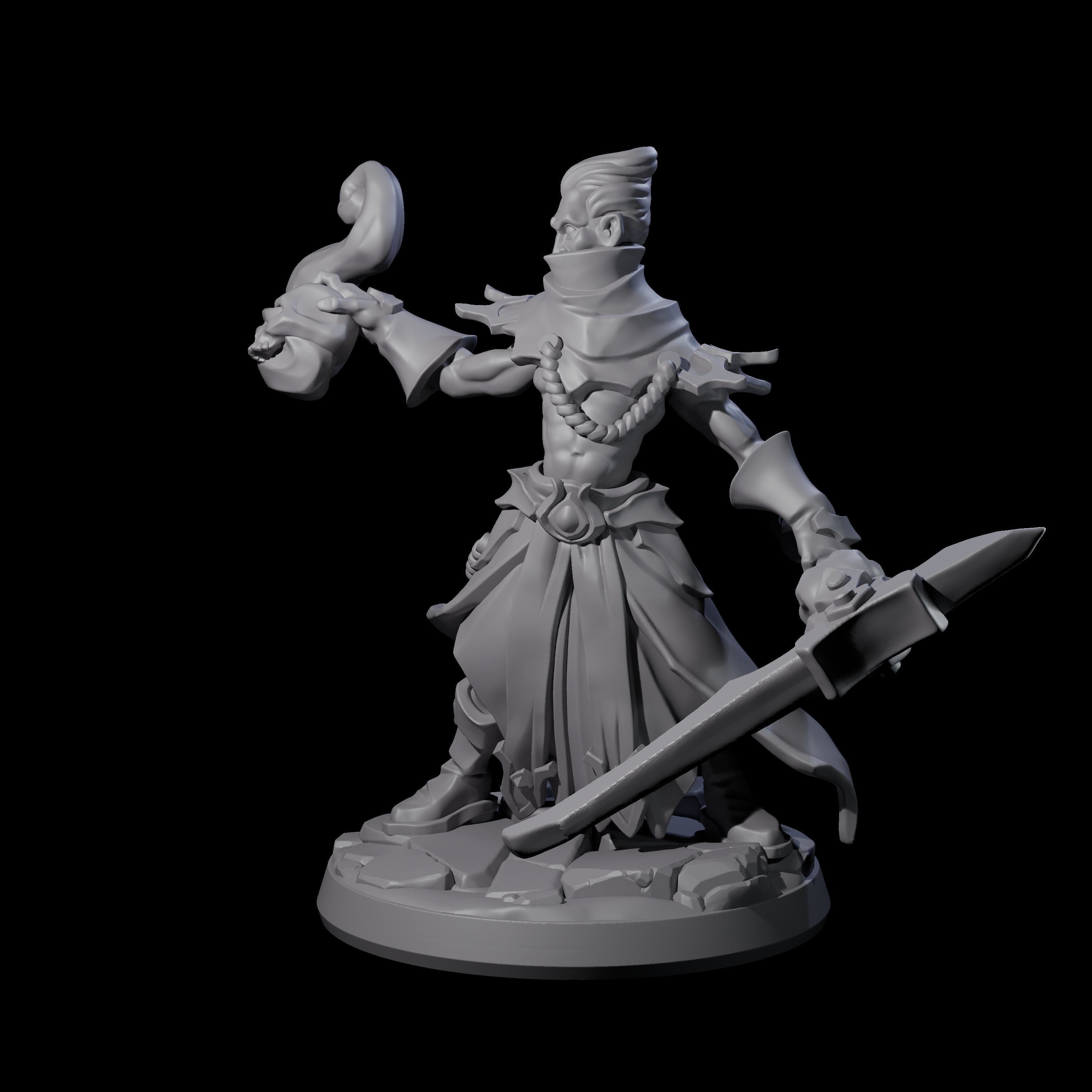 Skull Wielding Necromancer Miniature for Dungeons and Dragons, Pathfinder or other TTRPGs