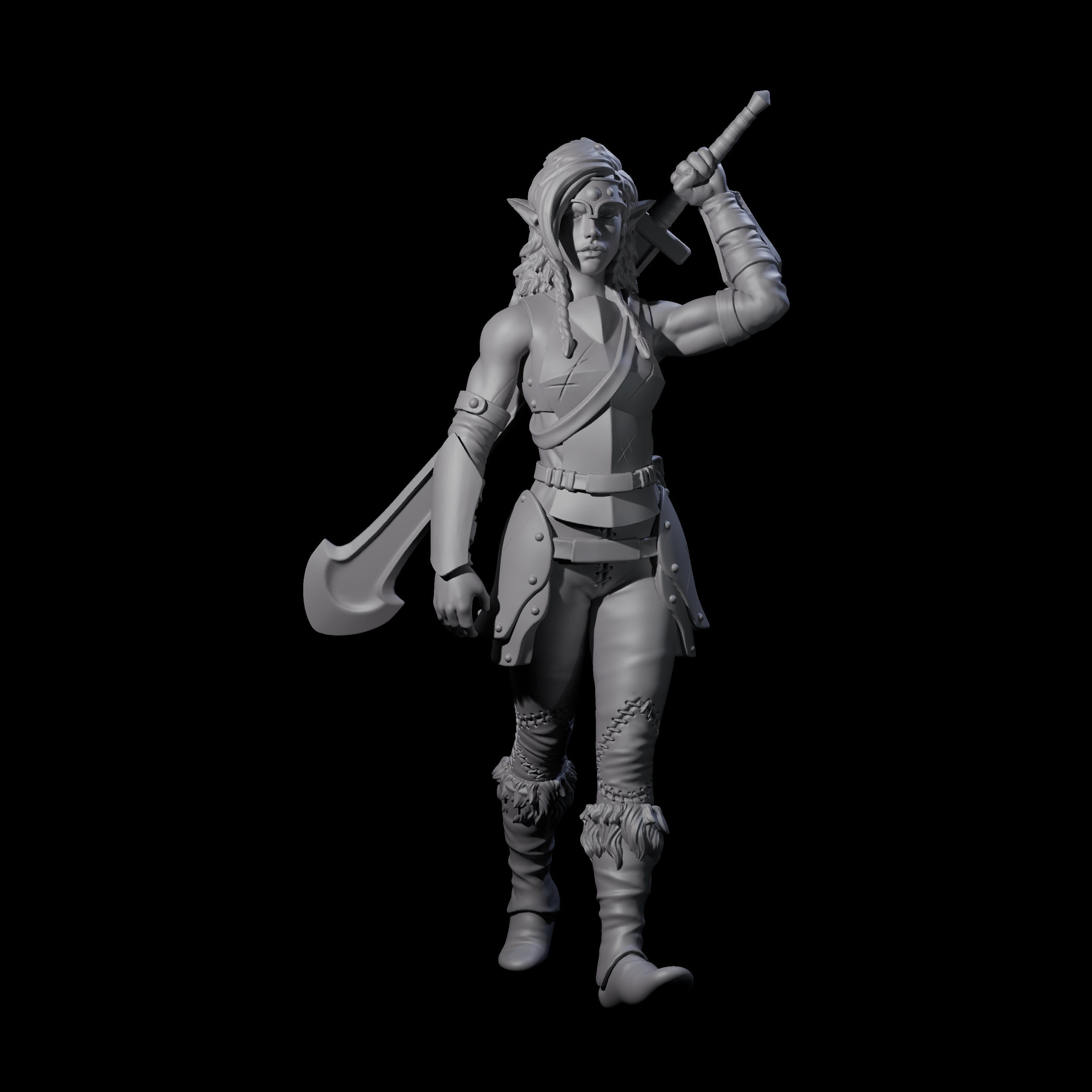 Slender Elf Barbarian Miniature for Dungeons and Dragons, Pathfinder or other TTRPGs