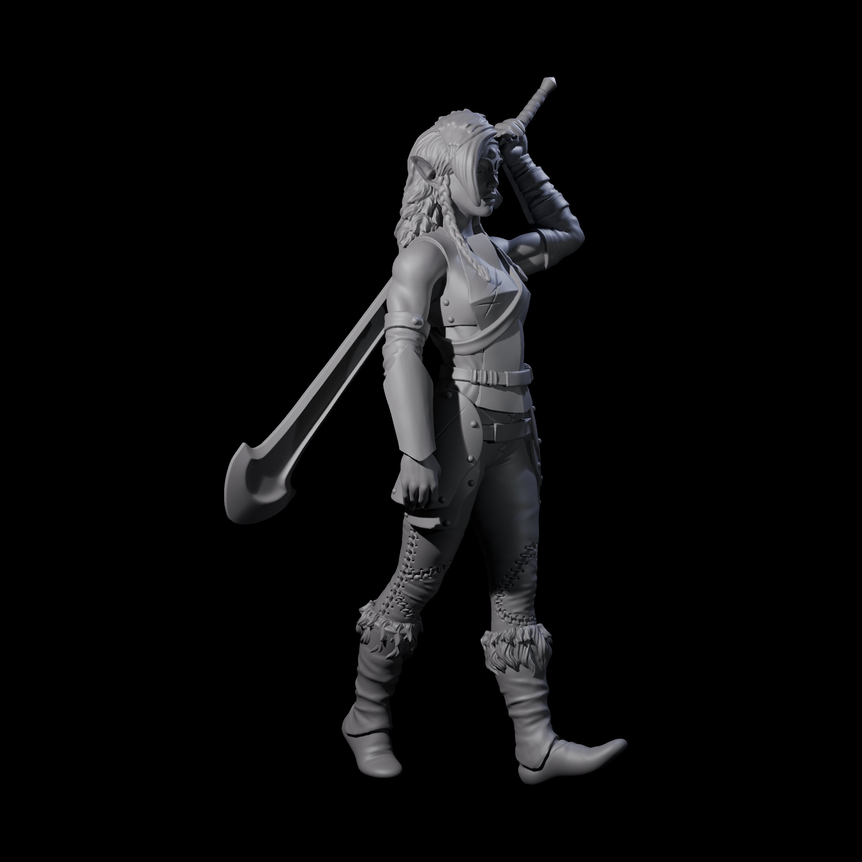 Slender Elf Barbarian Miniature for Dungeons and Dragons, Pathfinder or other TTRPGs