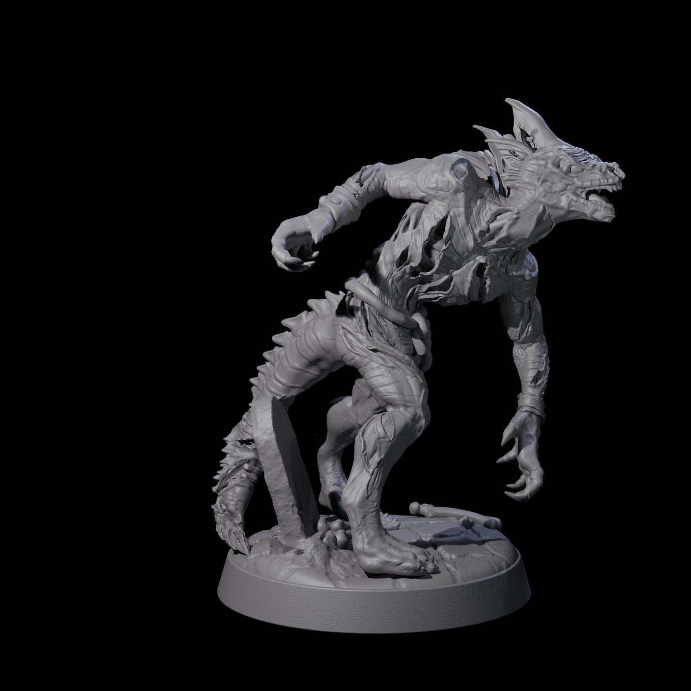 Slimy Lizardfolk Zombie B Miniature for Dungeons and Dragons, Pathfinder or other TTRPGs
