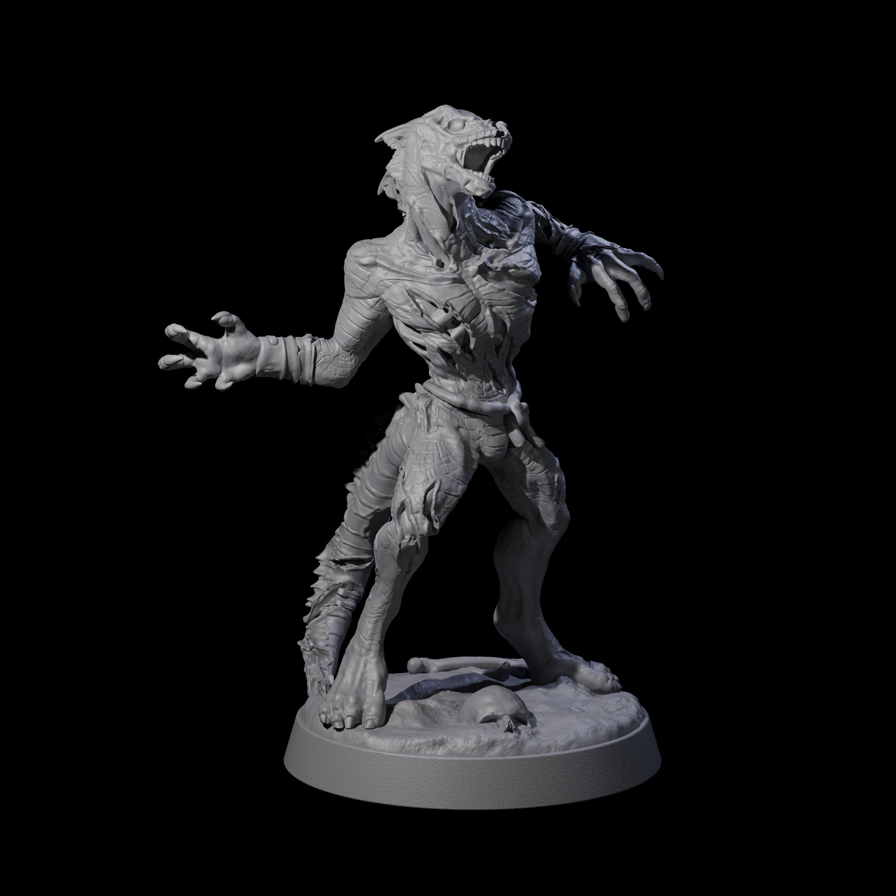 Slimy Lizardfolk Zombie E Miniature for Dungeons and Dragons, Pathfinder or other TTRPGs