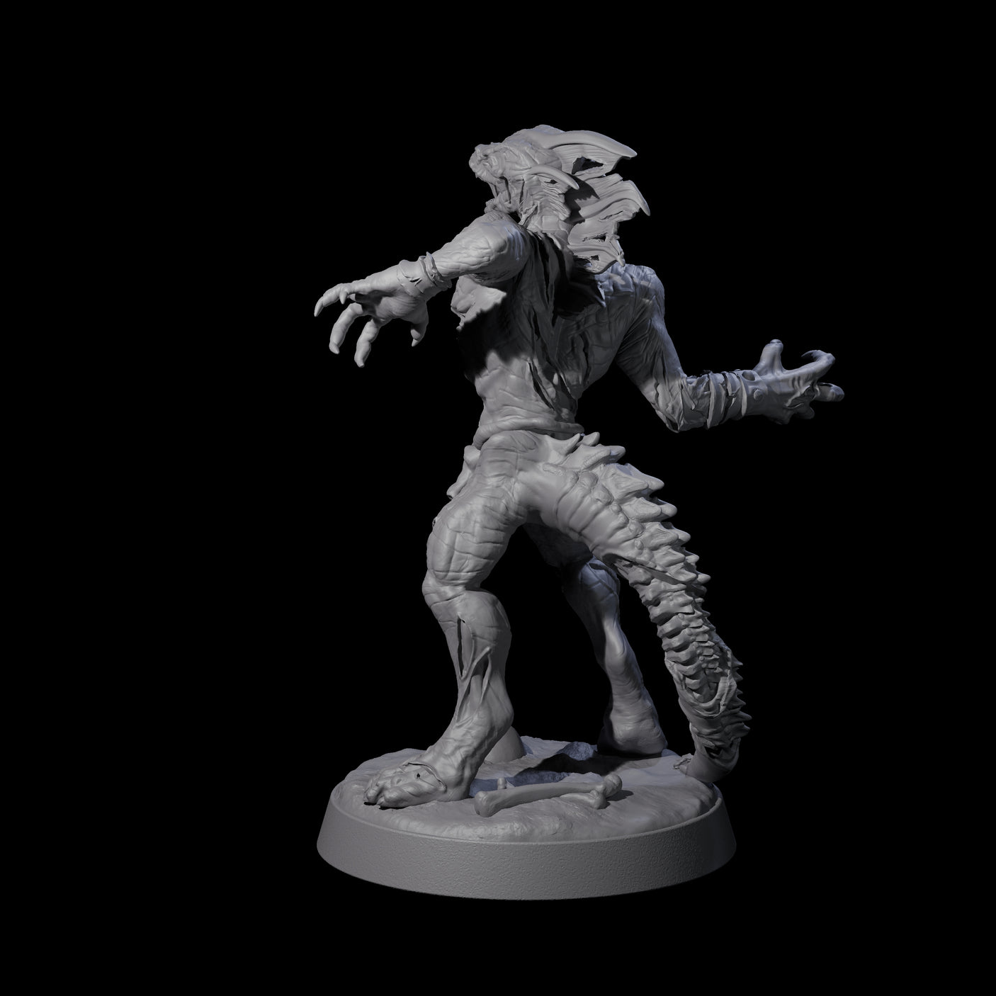 Slimy Lizardfolk Zombie E Miniature for Dungeons and Dragons, Pathfinder or other TTRPGs